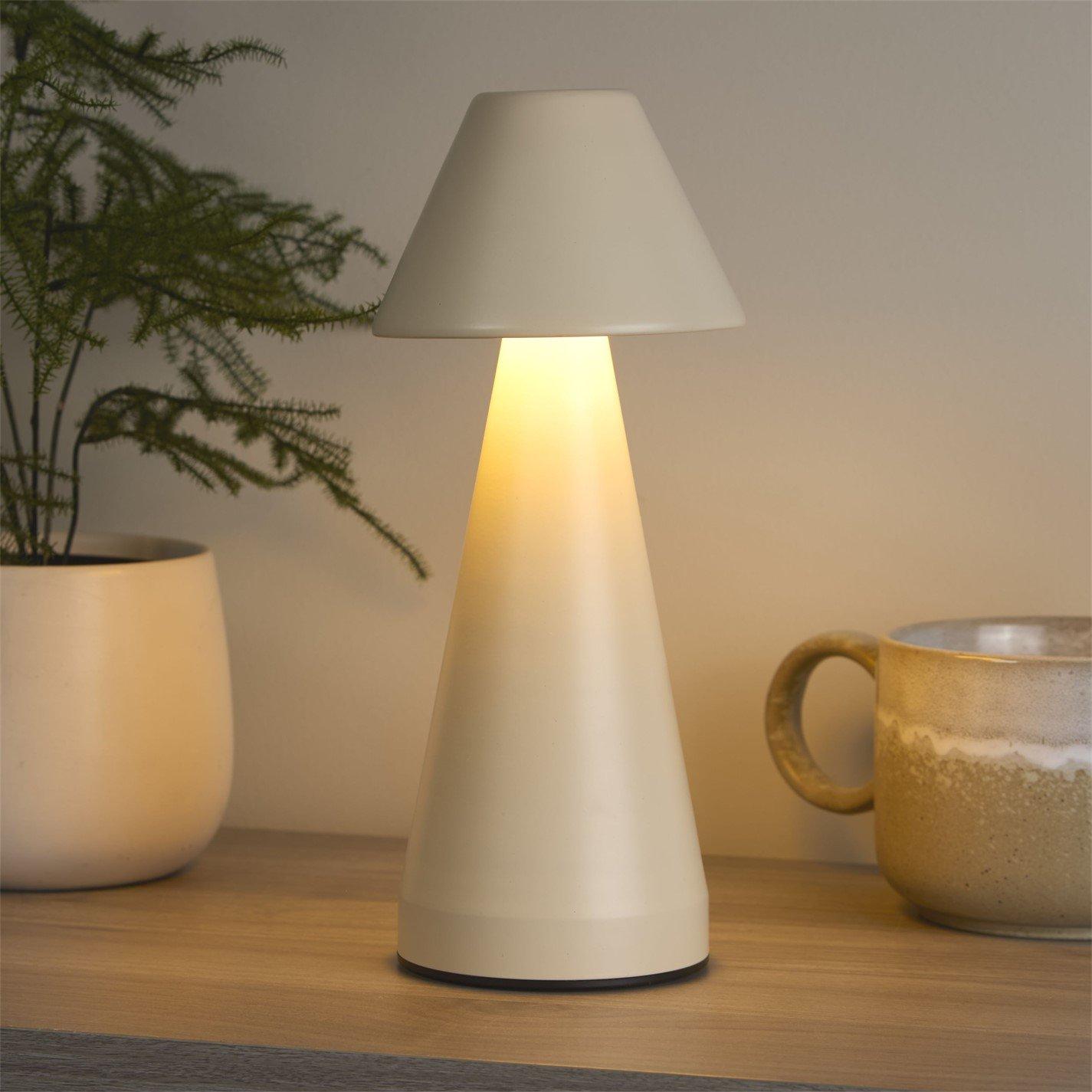 Lighting Collection Rechargeable Cream Cone Table Lamp