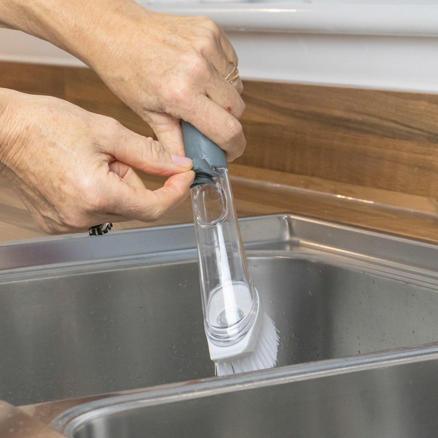 Grey - JVL - JVL Soap Dispensing Dish Brush with Replacement He - 6