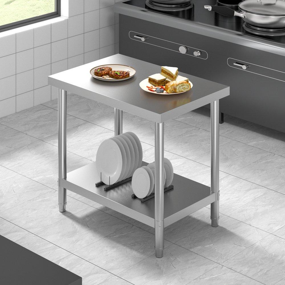 Silver - Breeins - 90cm 2 Tier Kitchen Stainless Steel Table - 3