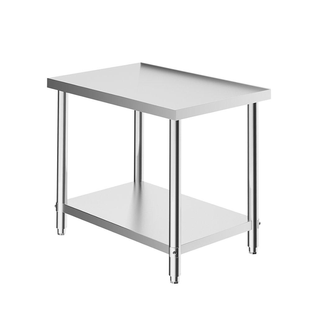 Silver - Breeins - 90cm 2 Tier Kitchen Stainless Steel Table - 5