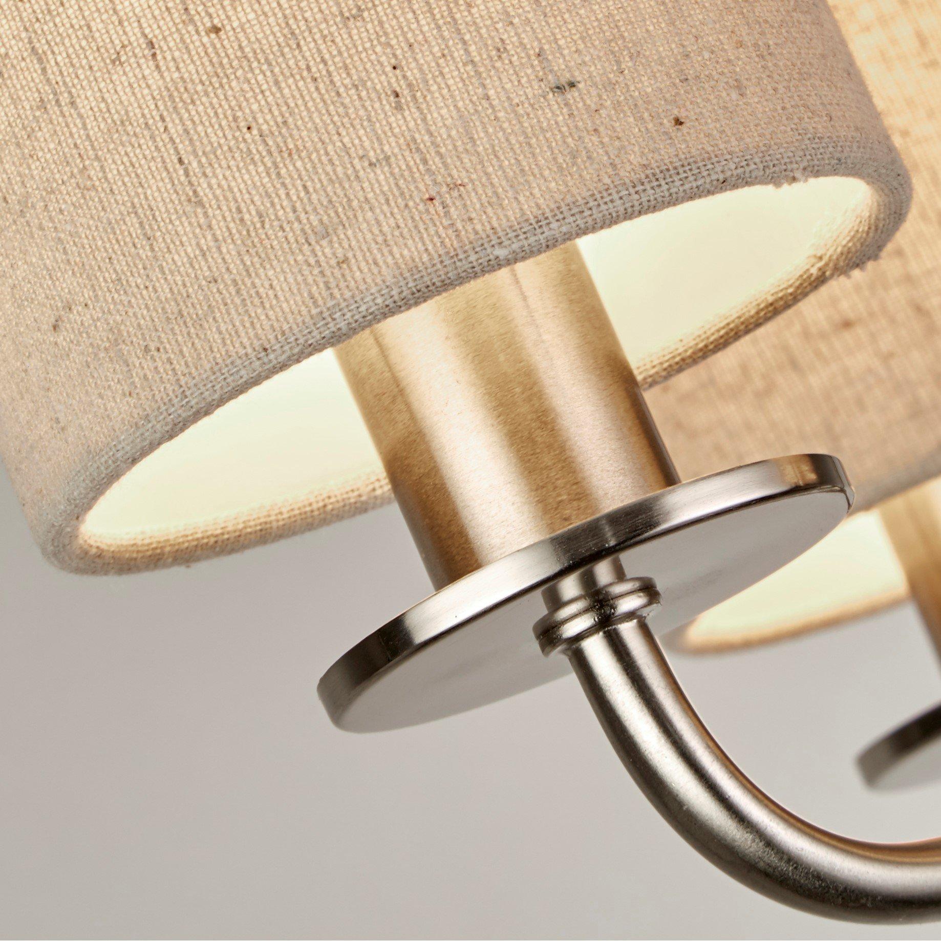 Satin Silver - Lighting Collection - 5lt Satin Silver Ceiling With Linen Shades - 4
