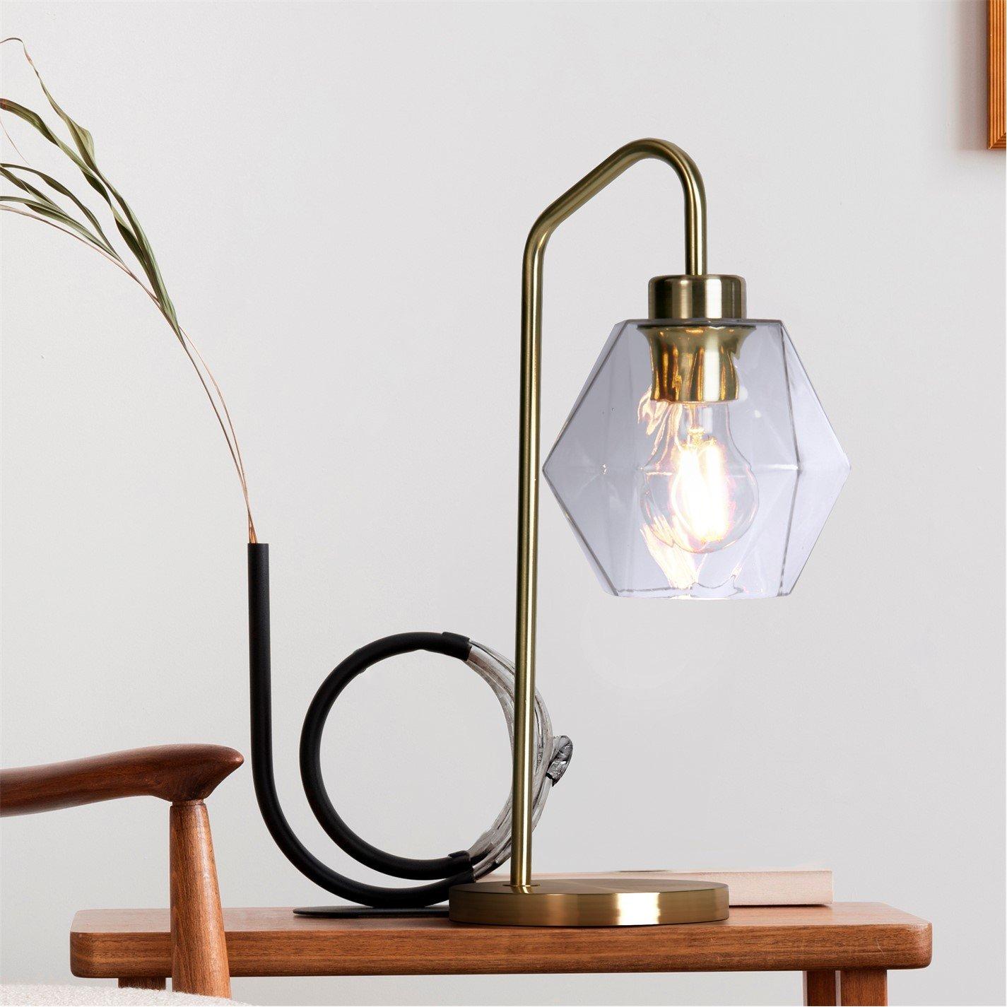 Brass - Lighting Collection - Satin Brass And Clear Glass Lamp - 1