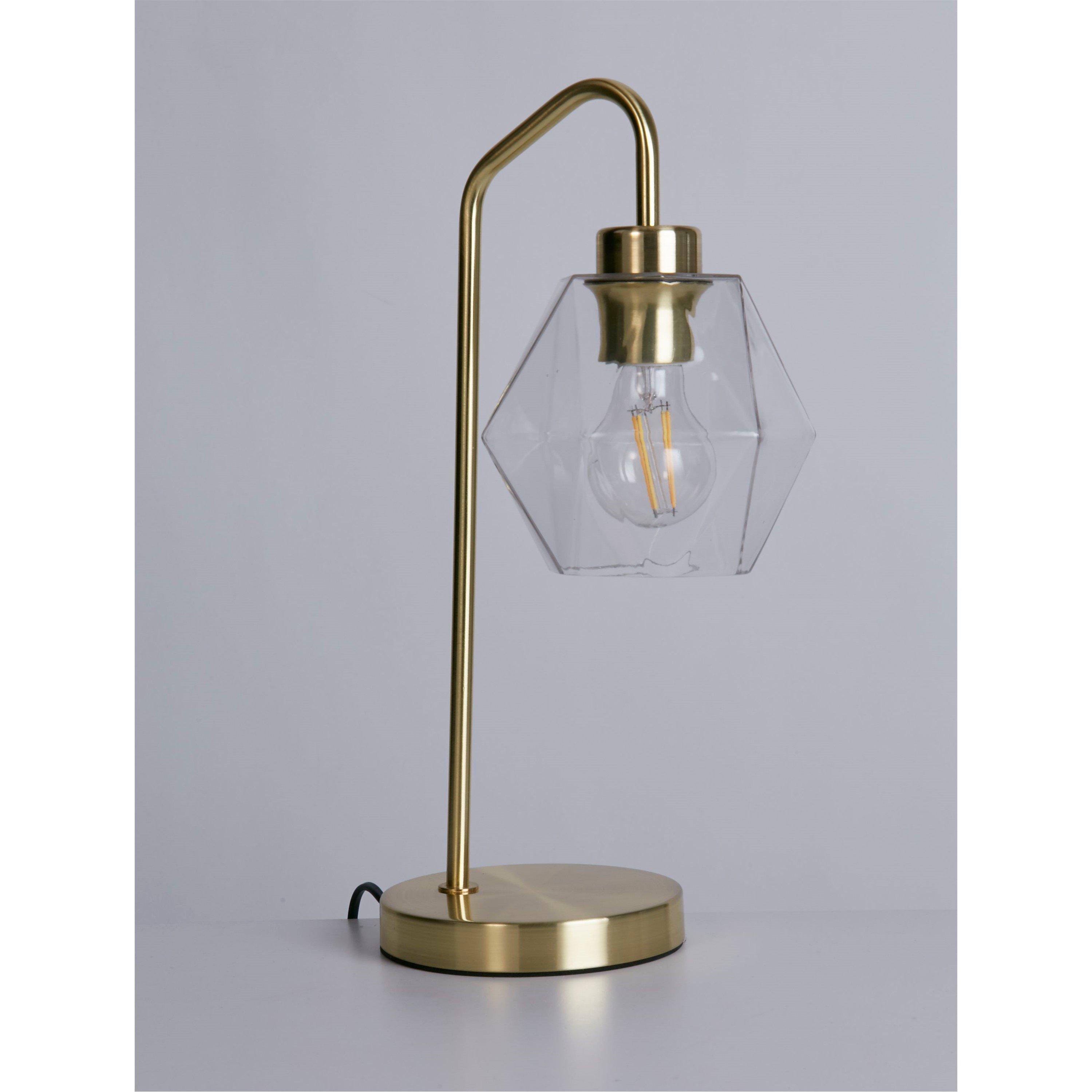 Brass - Lighting Collection - Satin Brass And Clear Glass Lamp - 3