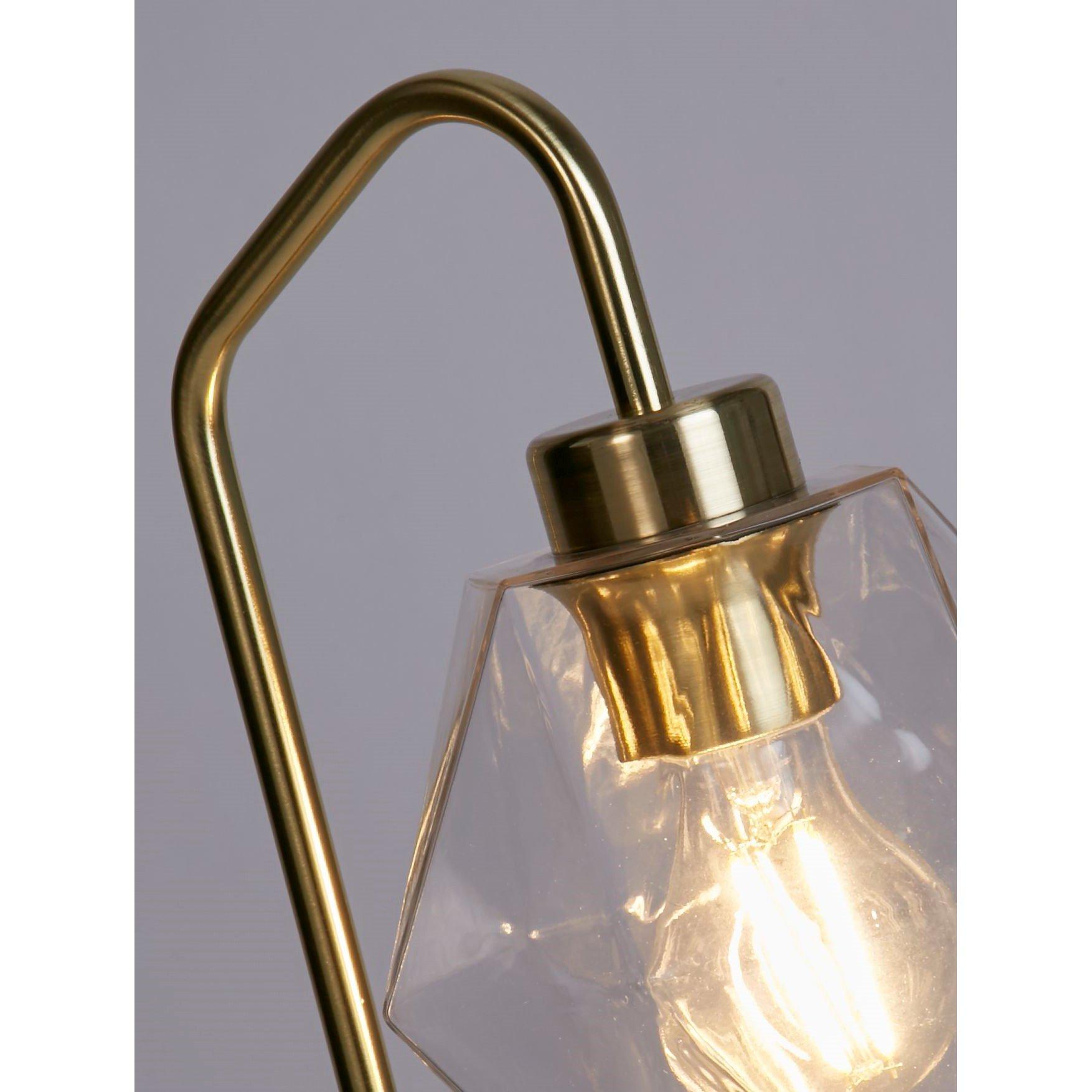 Brass - Lighting Collection - Satin Brass And Clear Glass Lamp - 4