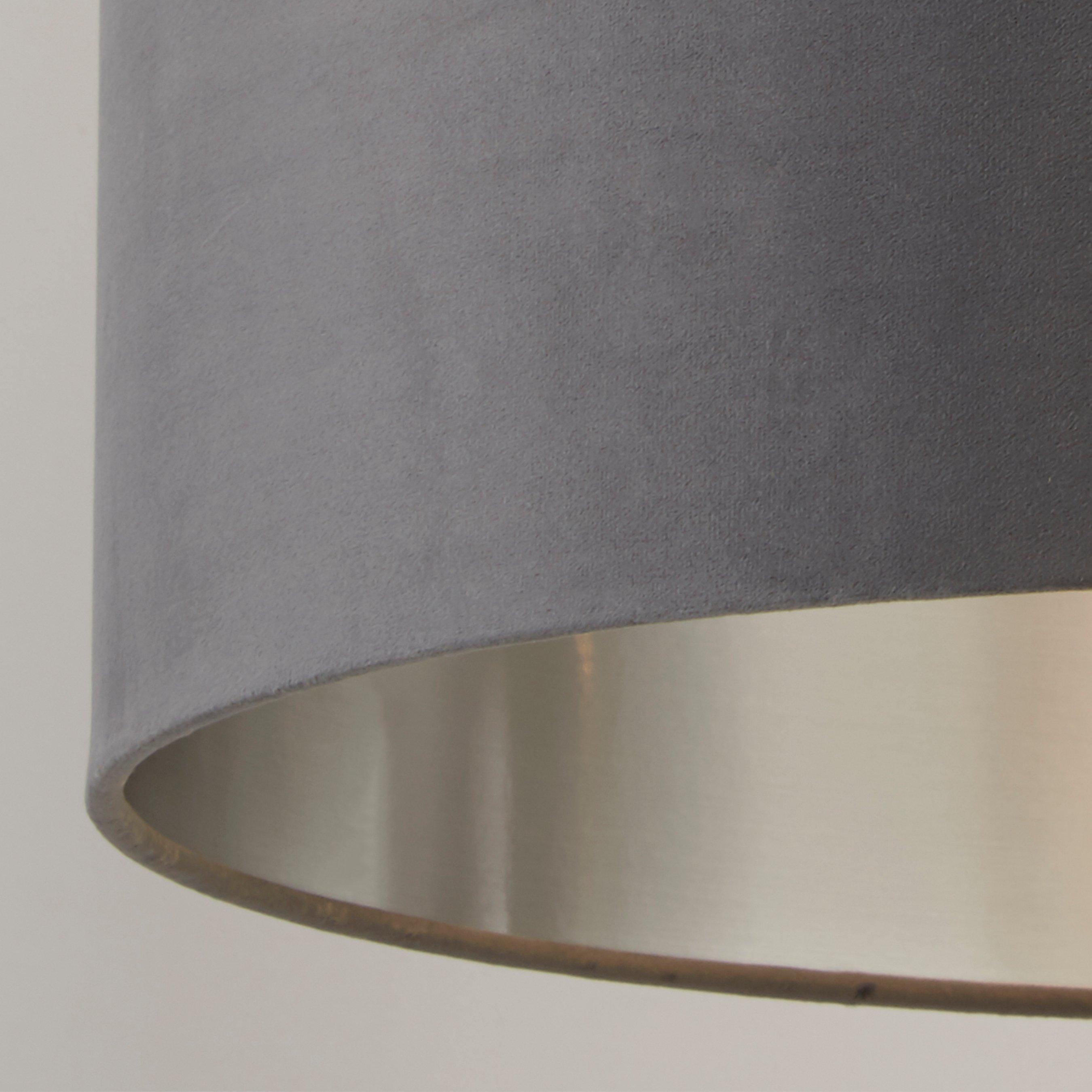 Grey - Lighting Collection - DARK GREY VELVET DRUM SHADE & SILVER INNER (D50cm) - 4