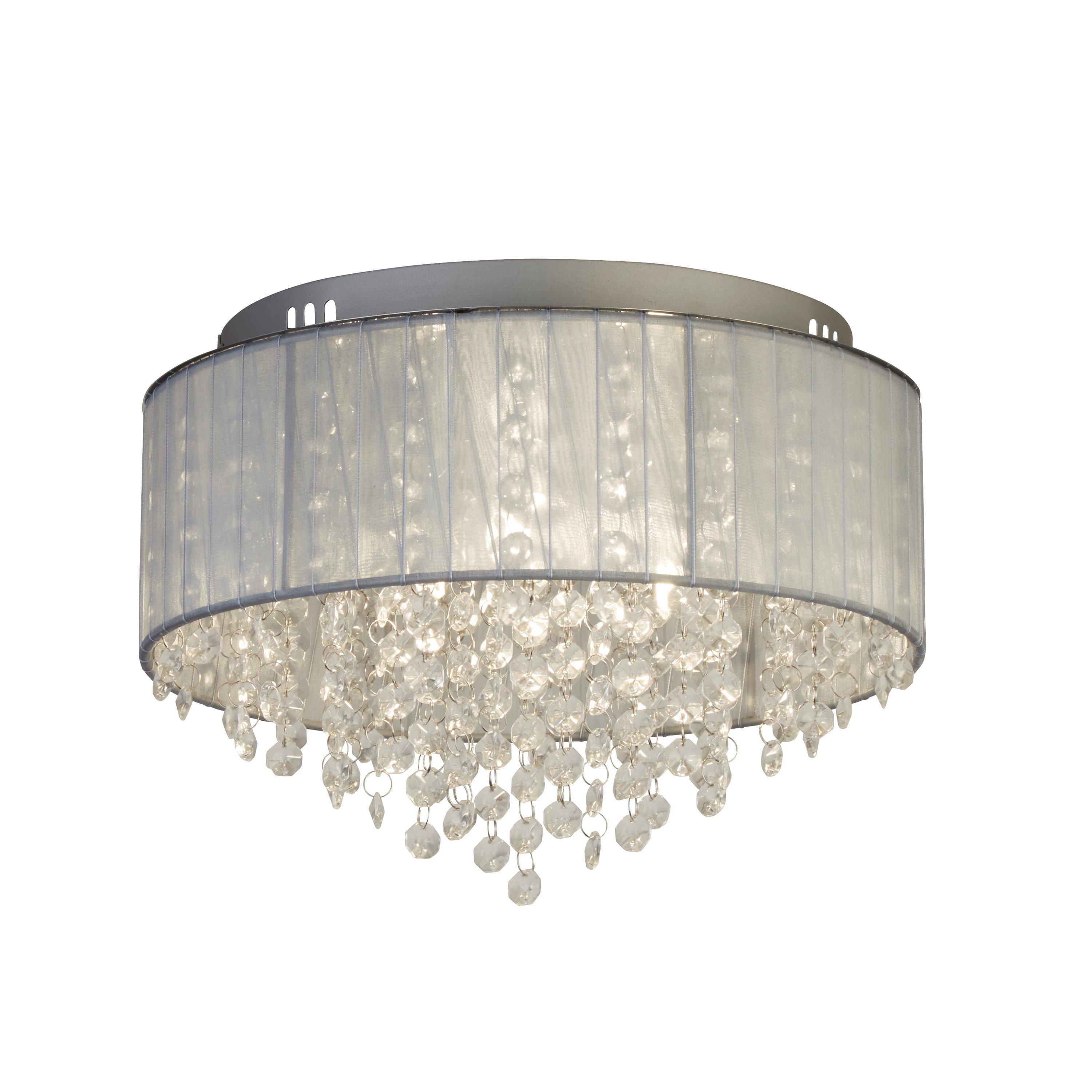 Chrome - Lighting Collection - 3lt Ceiling Flush - Wrapped Chiffon Shade & Glass - 2