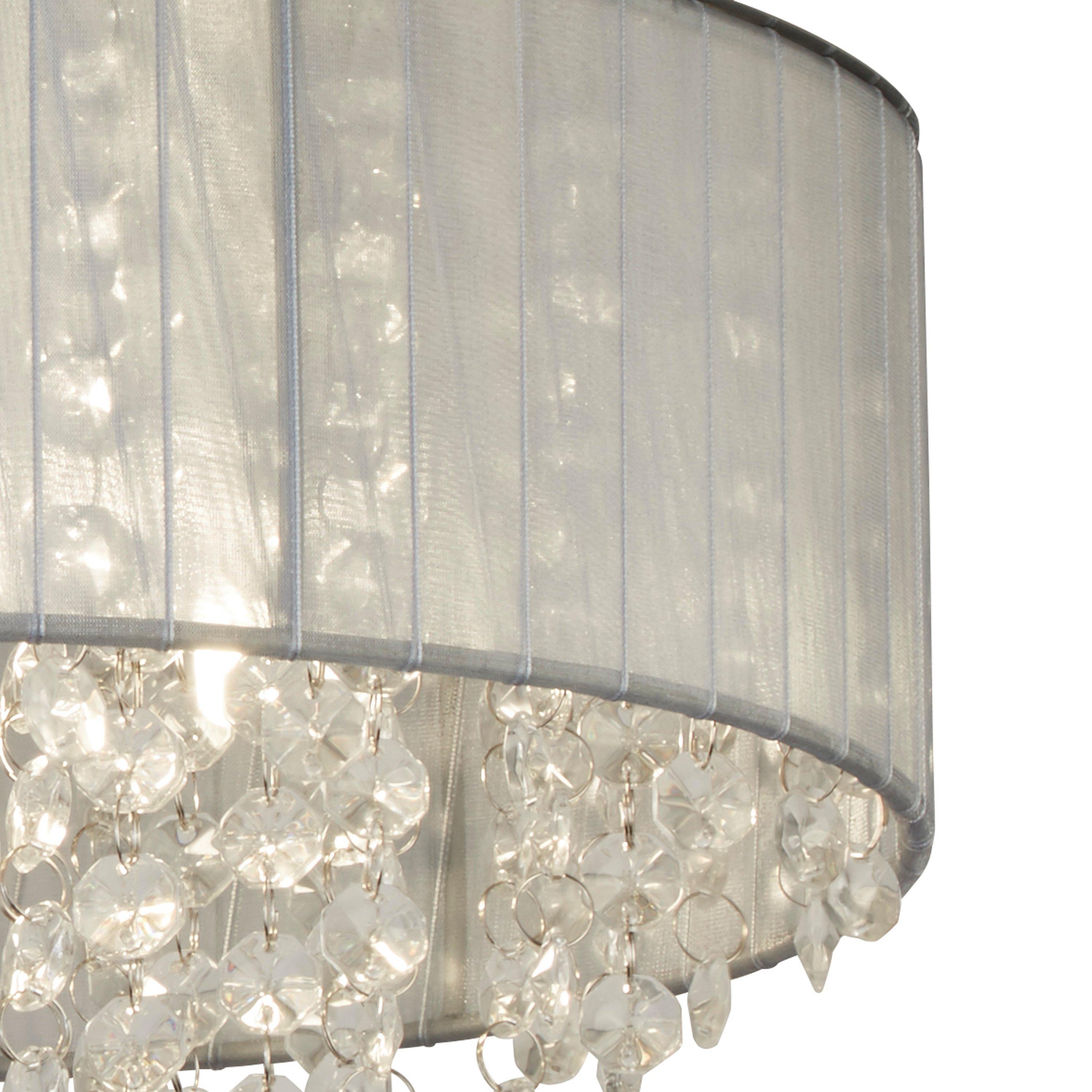 Chrome - Lighting Collection - 3lt Ceiling Flush - Wrapped Chiffon Shade & Glass - 4