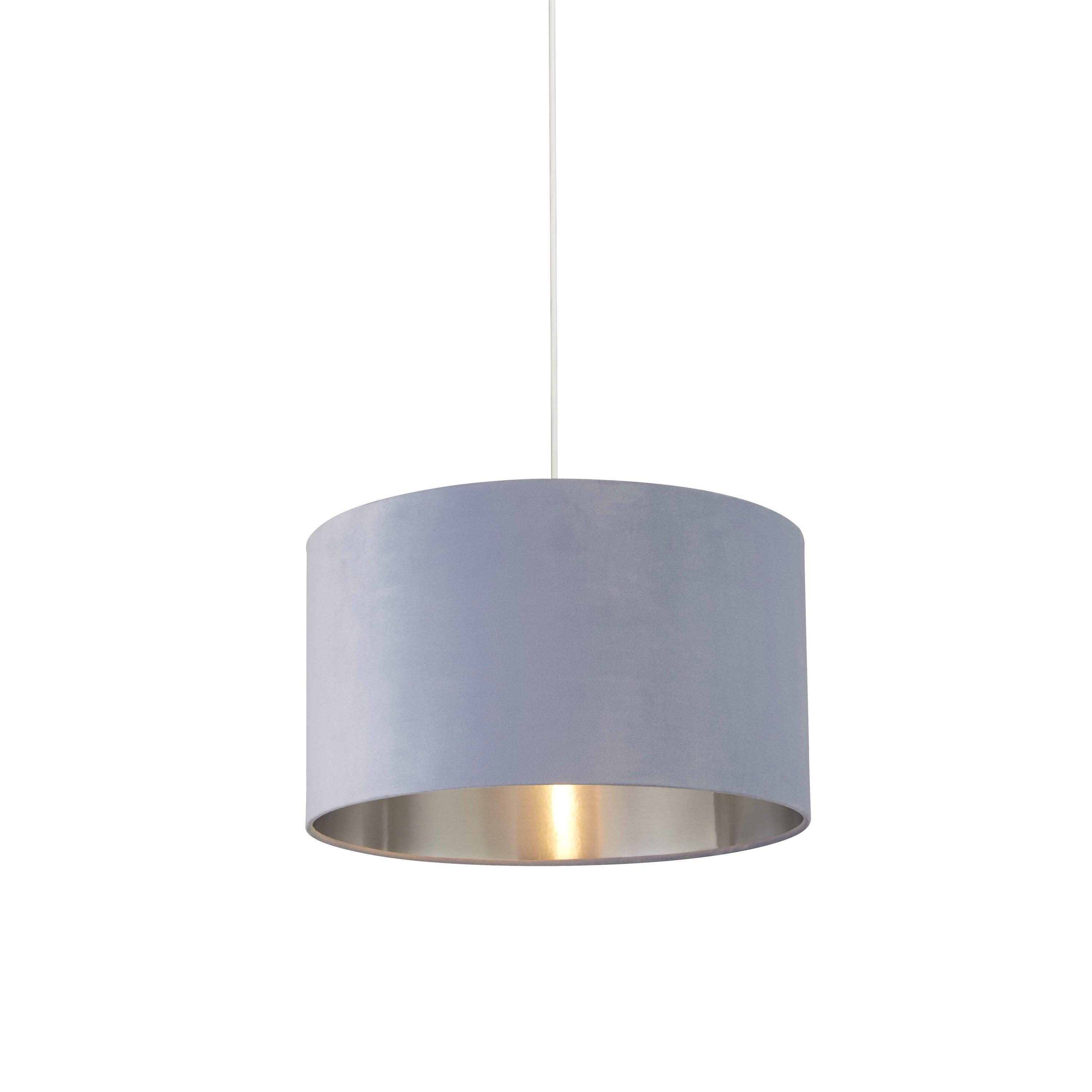 Lighting Collection  Velvet Drum Shade - Blue - 45cm