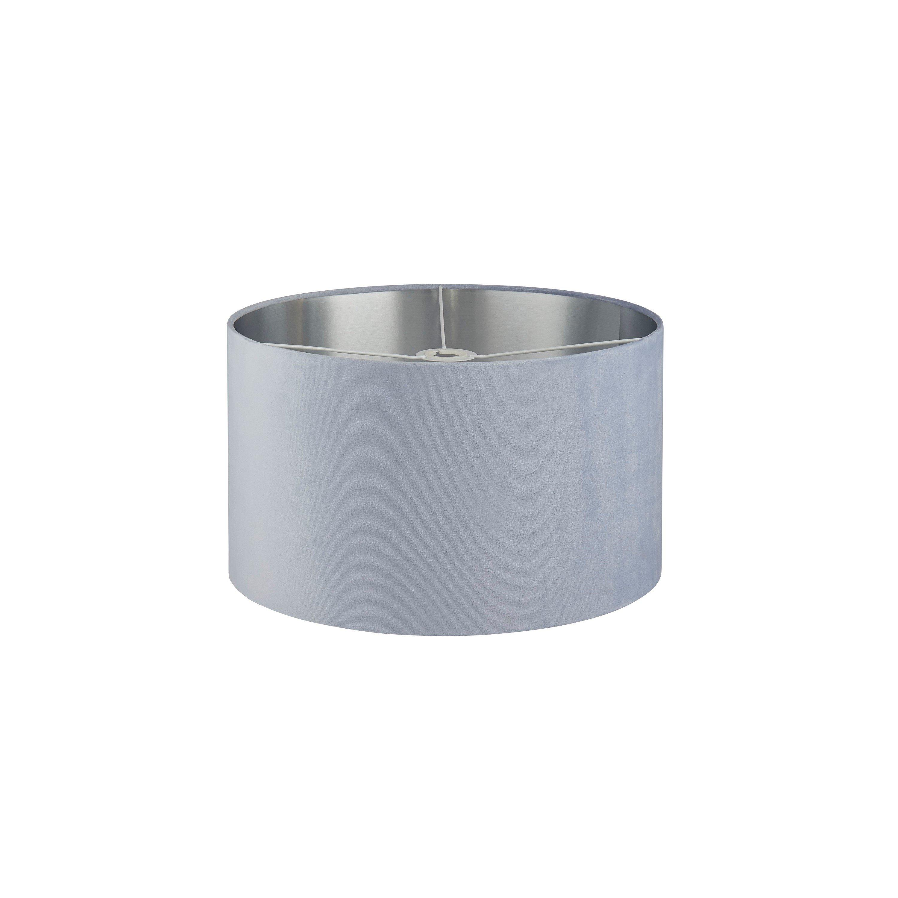 Blue - Lighting Collection - LIGHT BLUE VELVET DRUM SHADE & SILVER INNER (D45cm - 3