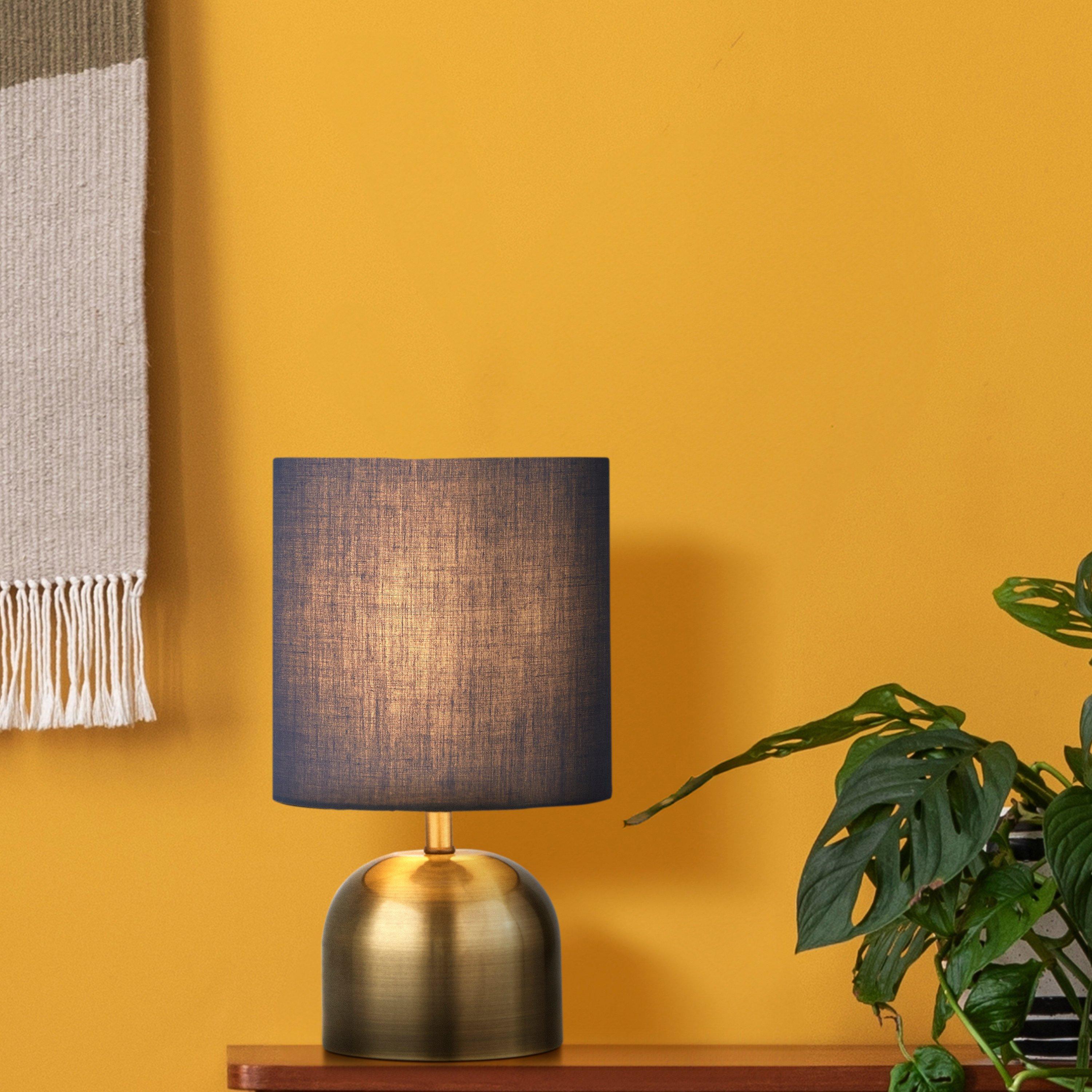 Brass - Lighting Collection - Touch Lamp - Satin Brass & Navy Shade - 1