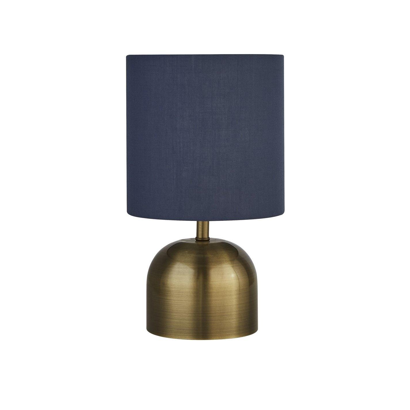 Lighting Collection  Touch Lamp - Satin & Navy Shade Brass