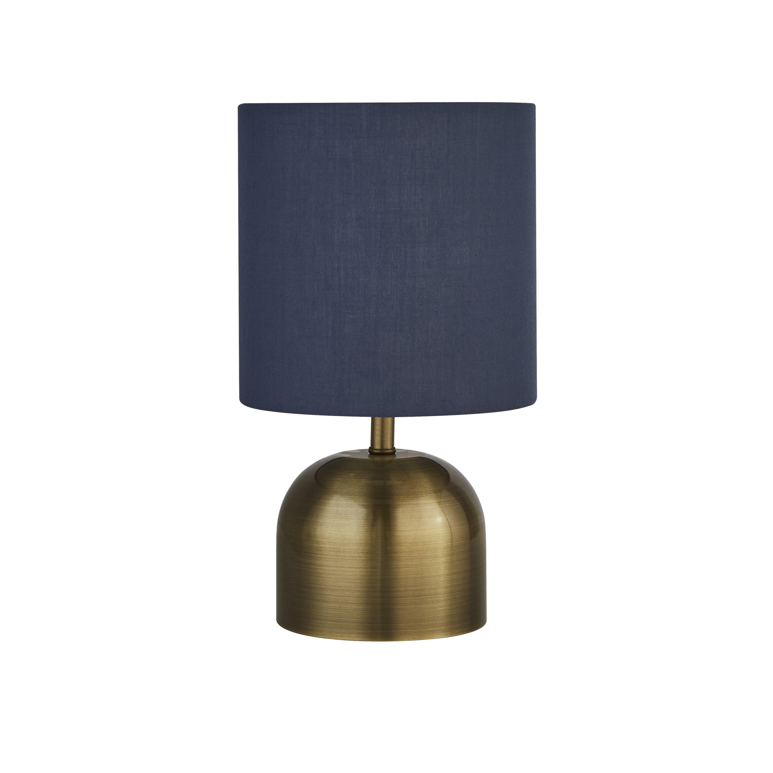 Brass - Lighting Collection - Touch Lamp - Satin Brass & Navy Shade - 2