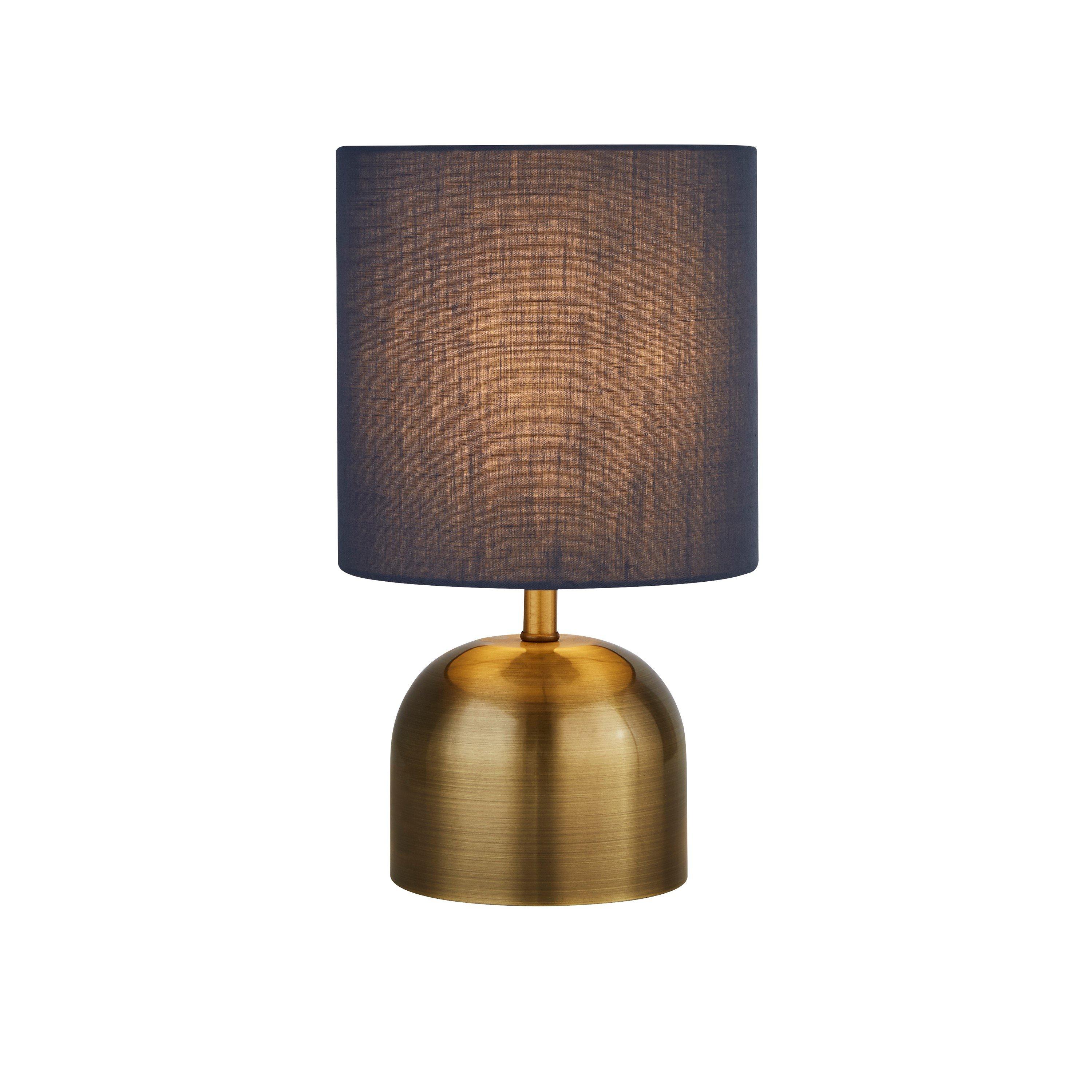Brass - Lighting Collection - Touch Lamp - Satin Brass & Navy Shade - 3