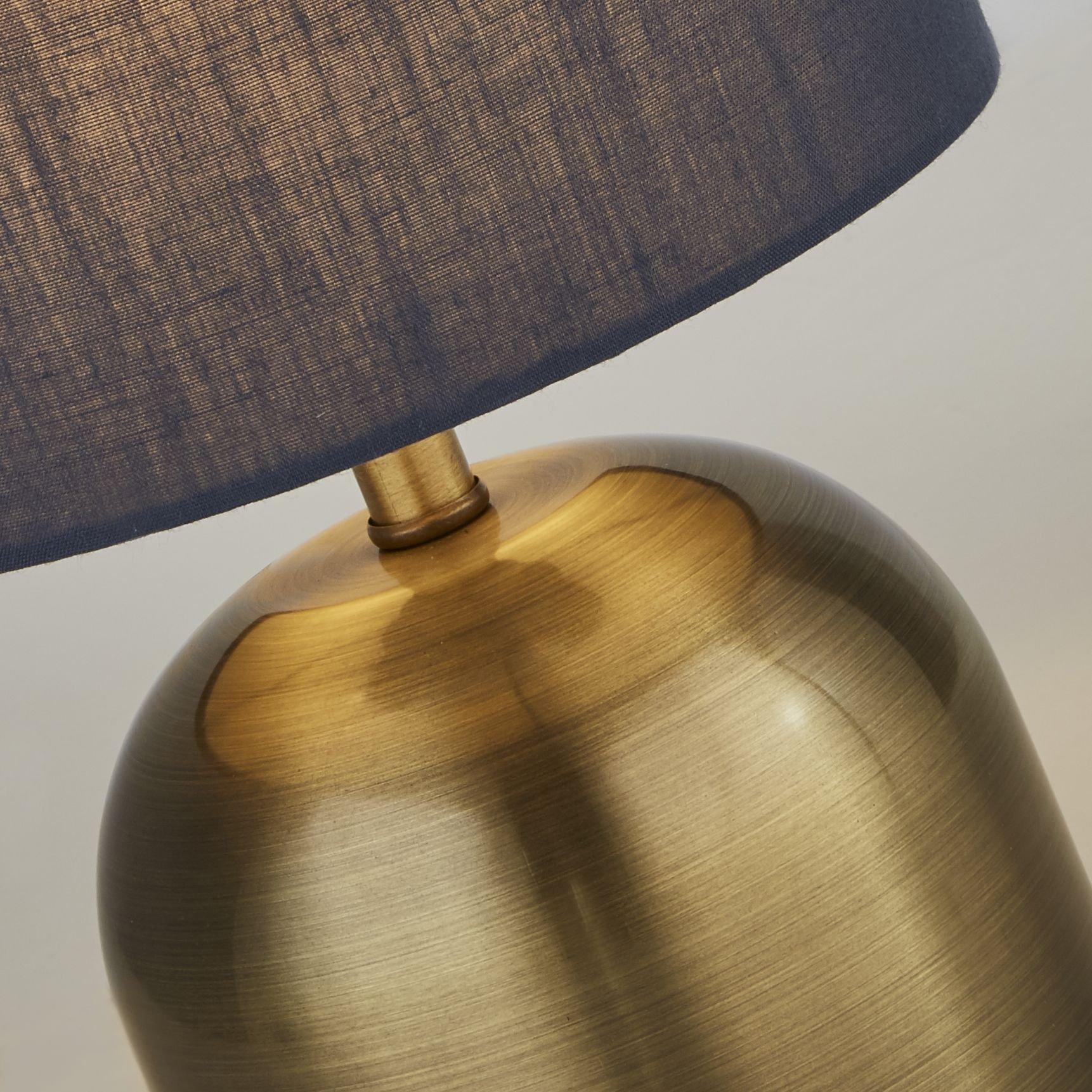 Brass - Lighting Collection - Touch Lamp - Satin Brass & Navy Shade - 4
