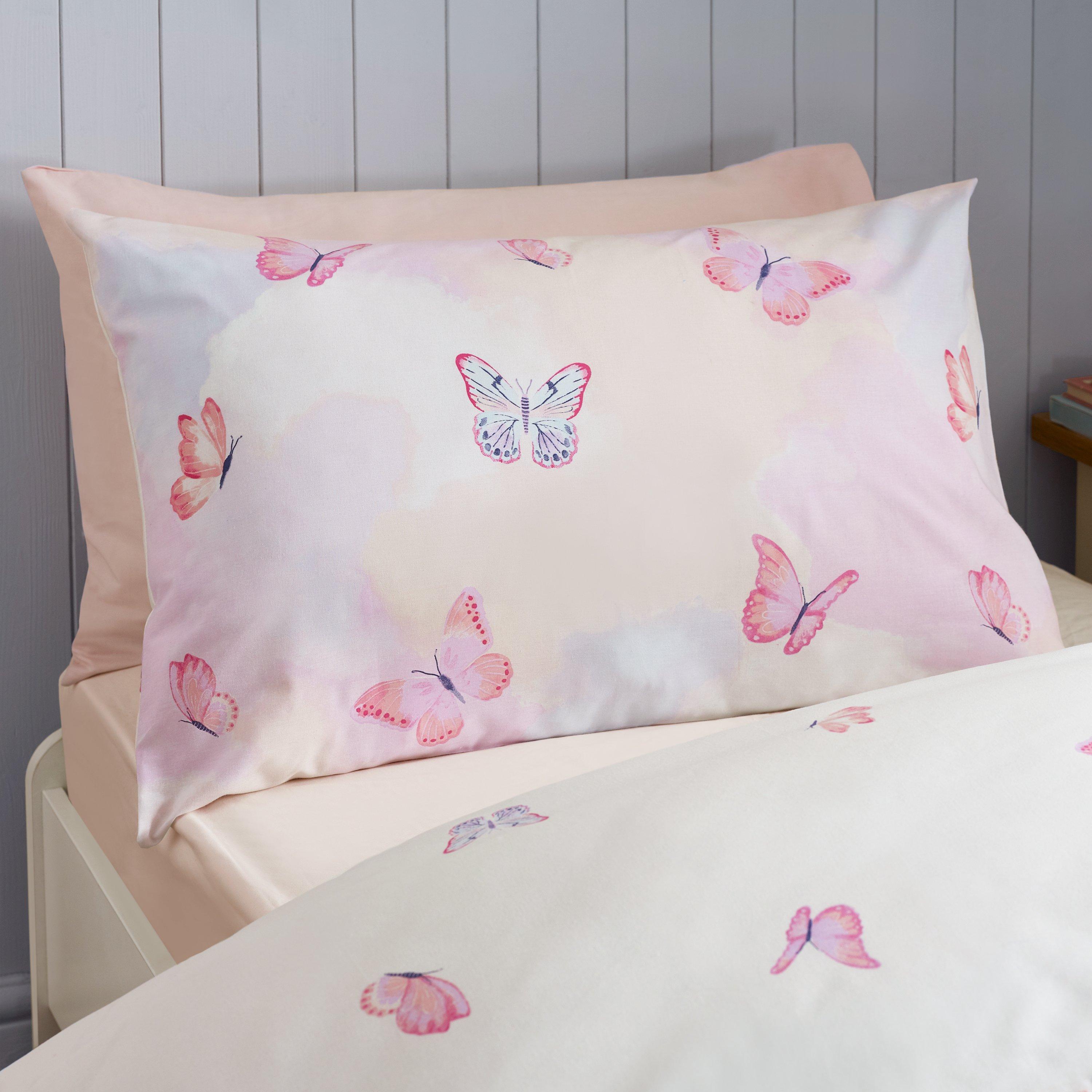 Pink - Catherine Lansfield - Ombre Butterflies Reversible Duvet Cover Set - 3