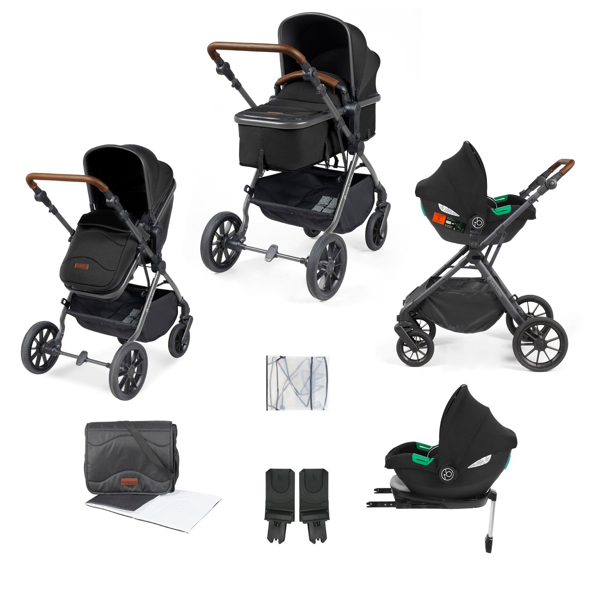 Ickle Bubba  Newborn Cosmo 9Pc Travel System W/ Cirrus+Base - / Gunmetal/Black
