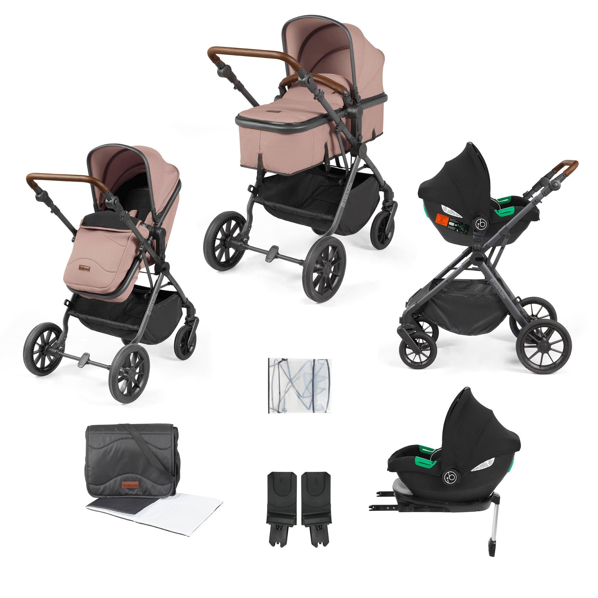 Ickle Bubba  Newborn Cosmo 9Pc Travel System W/ Cirrus+Base - Gunmetal/Desert