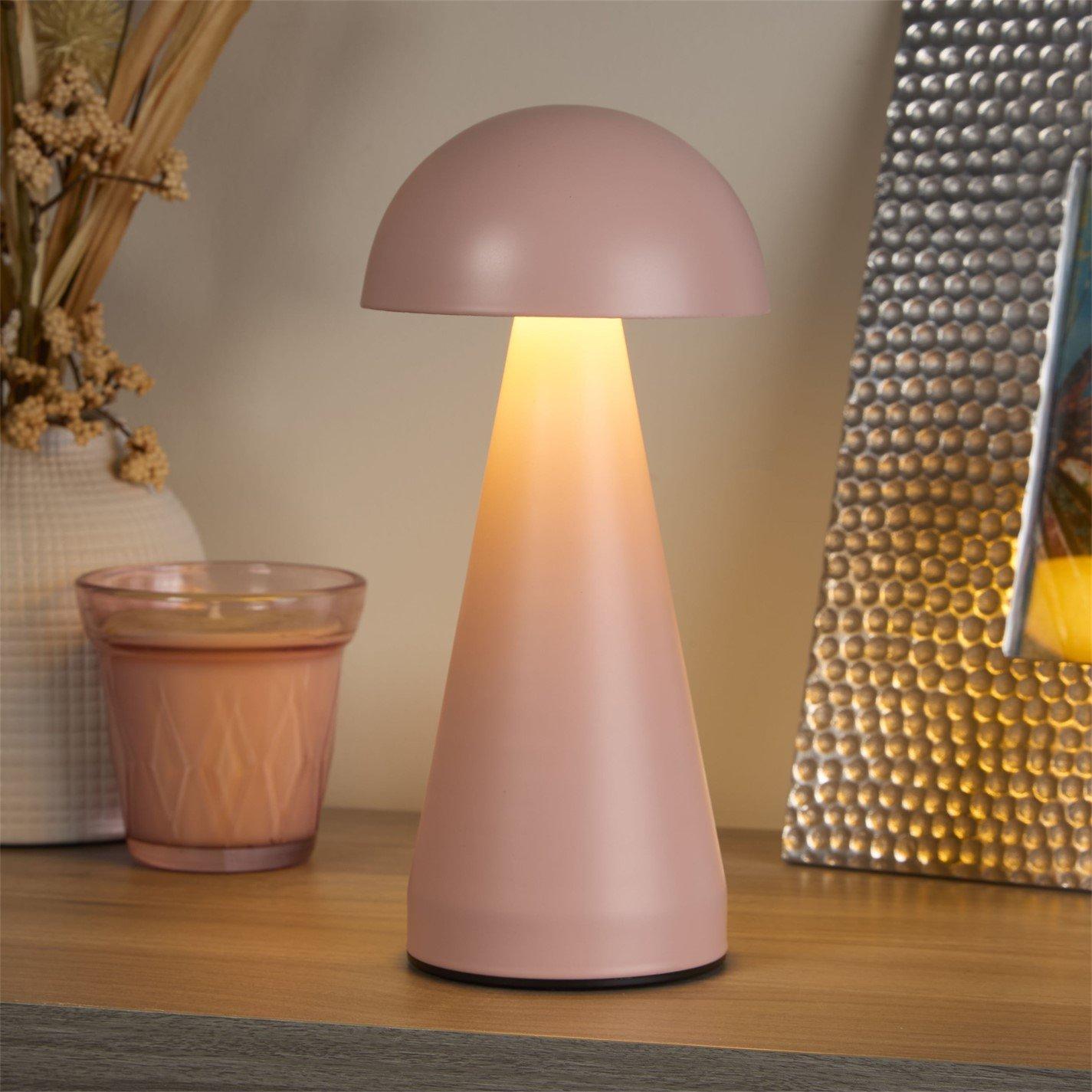 Pink - Lighting Collection - Rechargable Pink Dome Table lamp - 1
