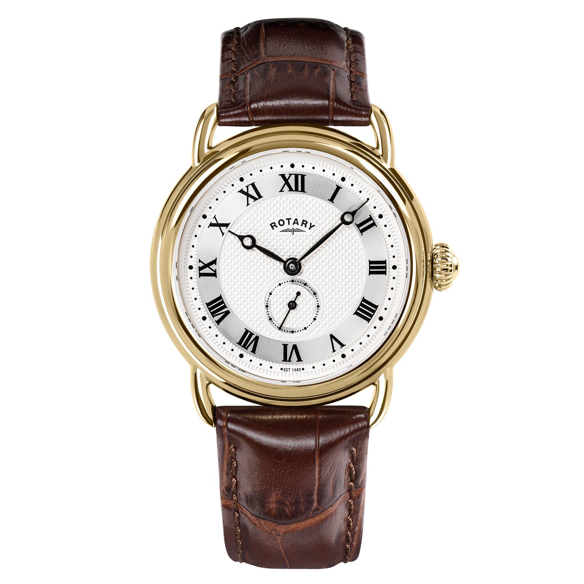 Rotary Men's Heritage Sherlock Gold Ss Brown Watch - Black