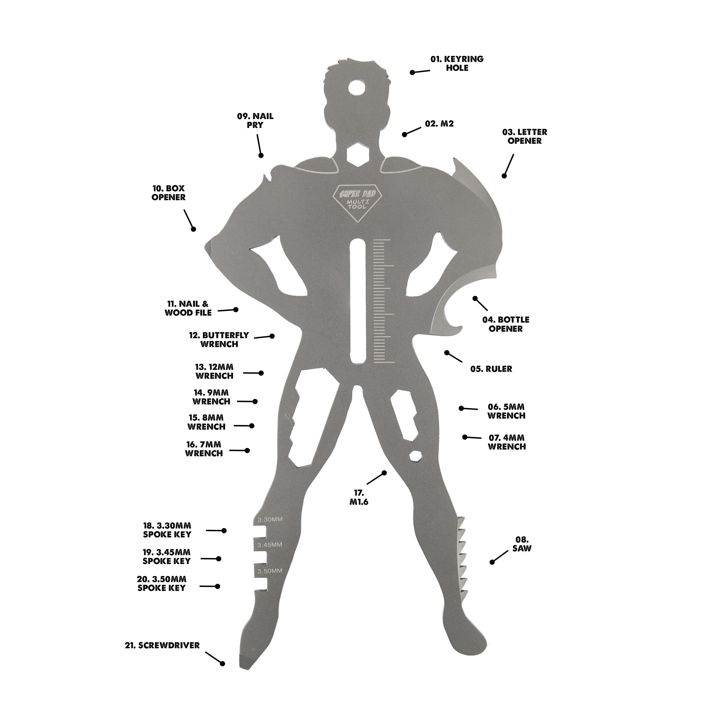 None - Gift Republic - Super Dad Multi-Tool – 21-in-1 Superhero Gadget - 4
