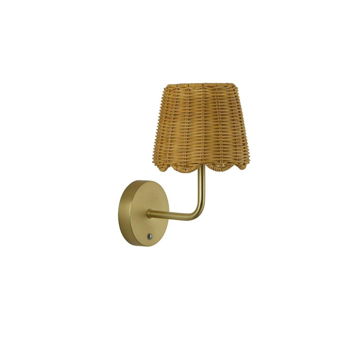 Gold - Lighting Collection - Rechargeable Wall Light with Scallop Shade - 2