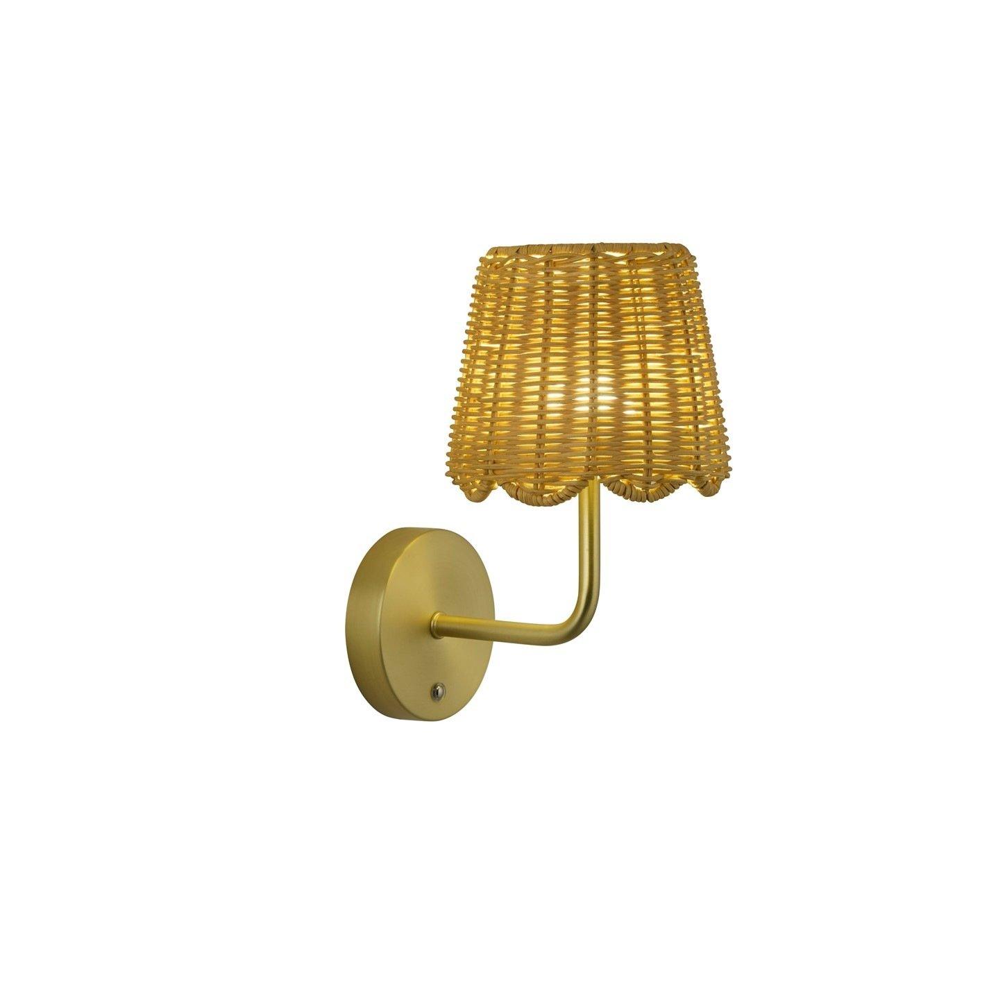 Gold - Lighting Collection - Rechargeable Wall Light with Scallop Shade - 4