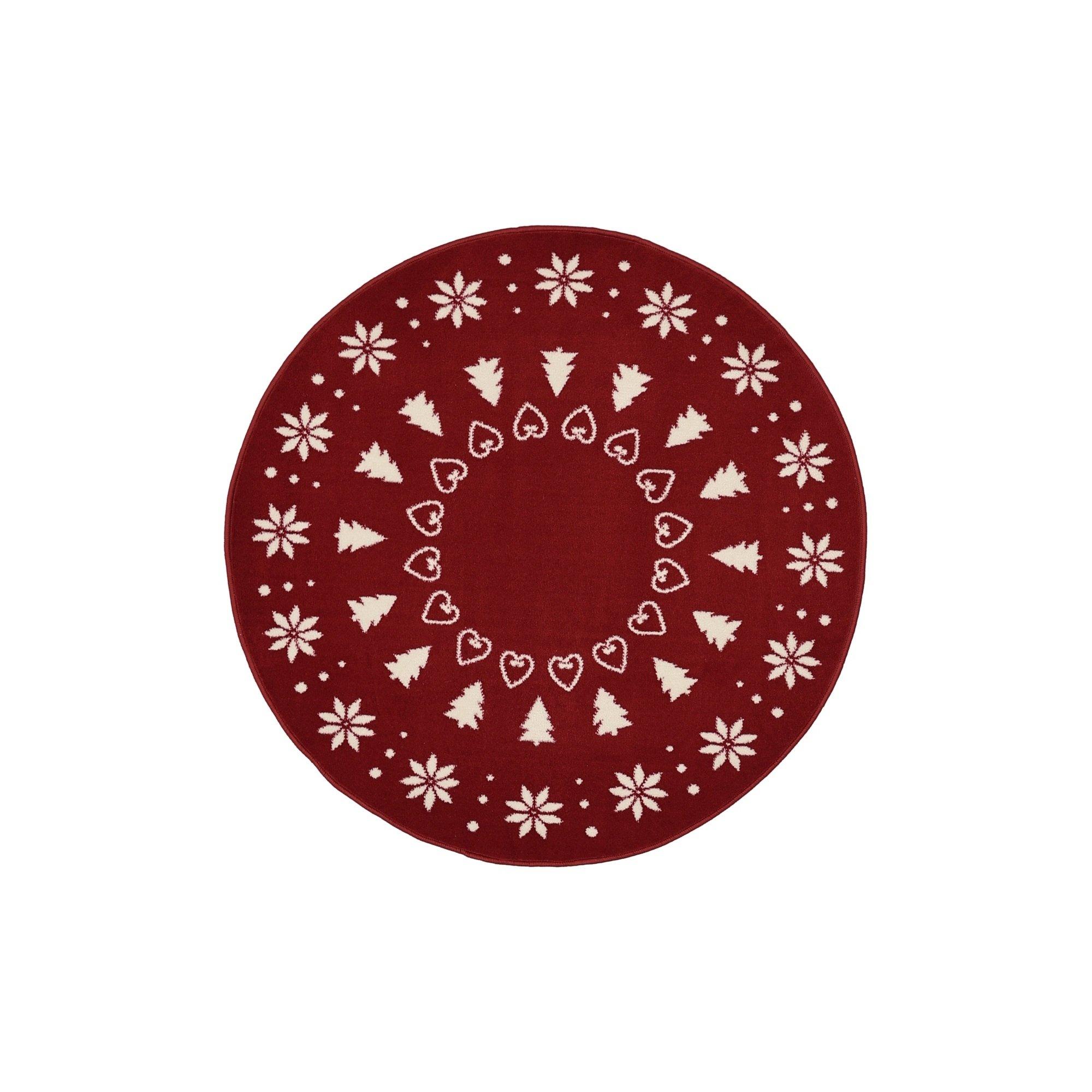 Red - Homemaker - Festive Circle Under Tree Rug Red - 2