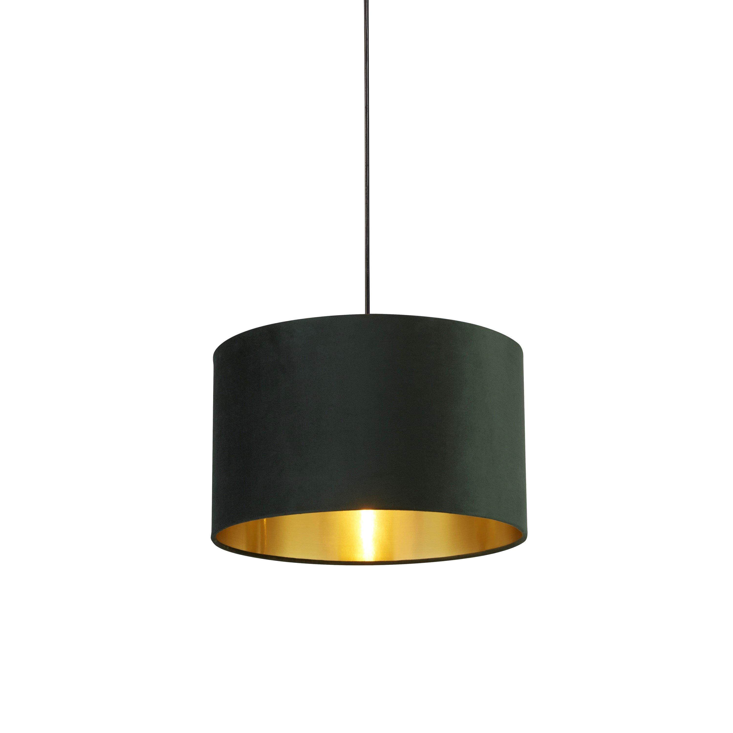 Green - Lighting Collection - GREEN VELVET DRUM SHADE & GOLD INNER (D40cm) - 2