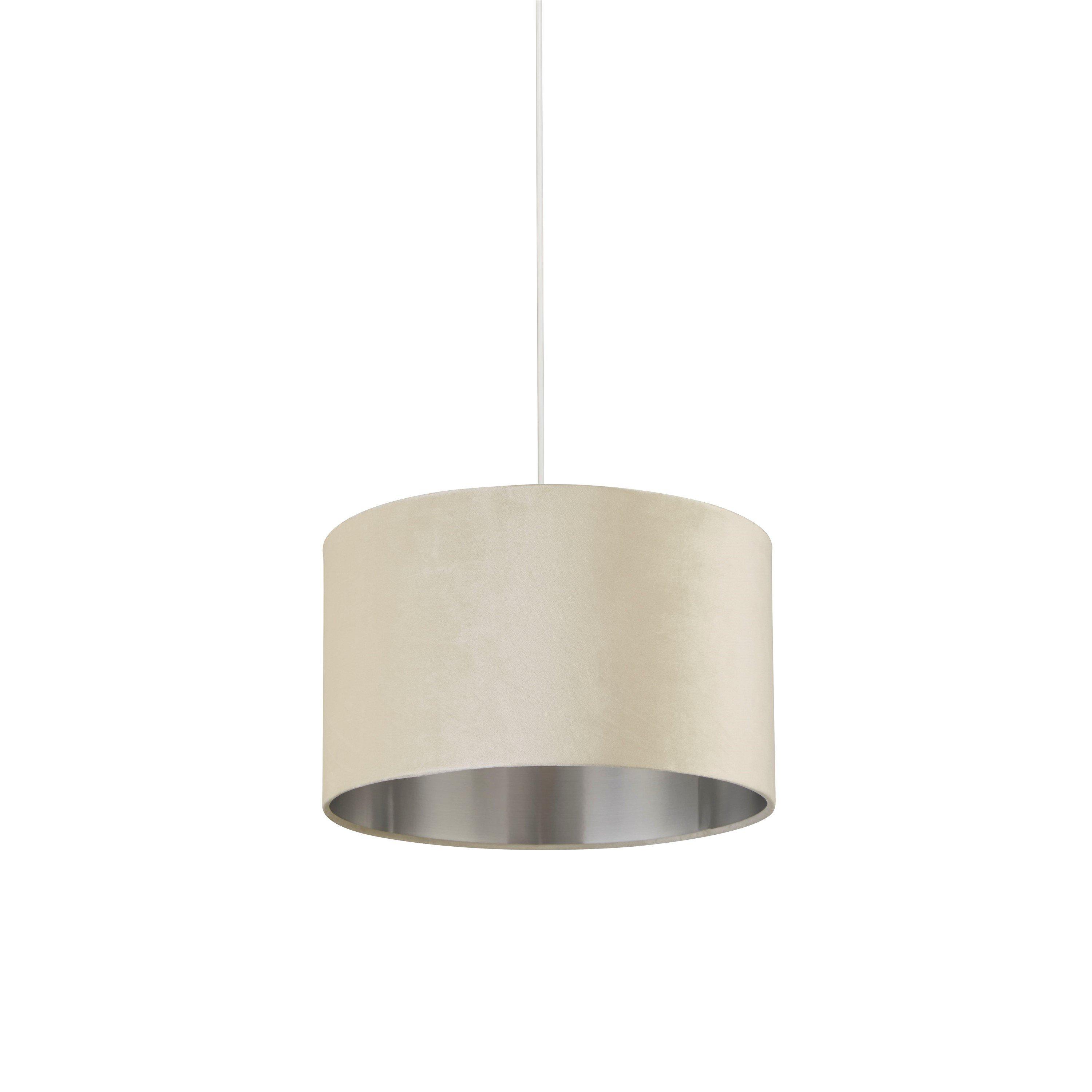 Cream - Lighting Collection - CREAM VELVET DRUM SHADE & SILVER INNER (D30cm) - 2