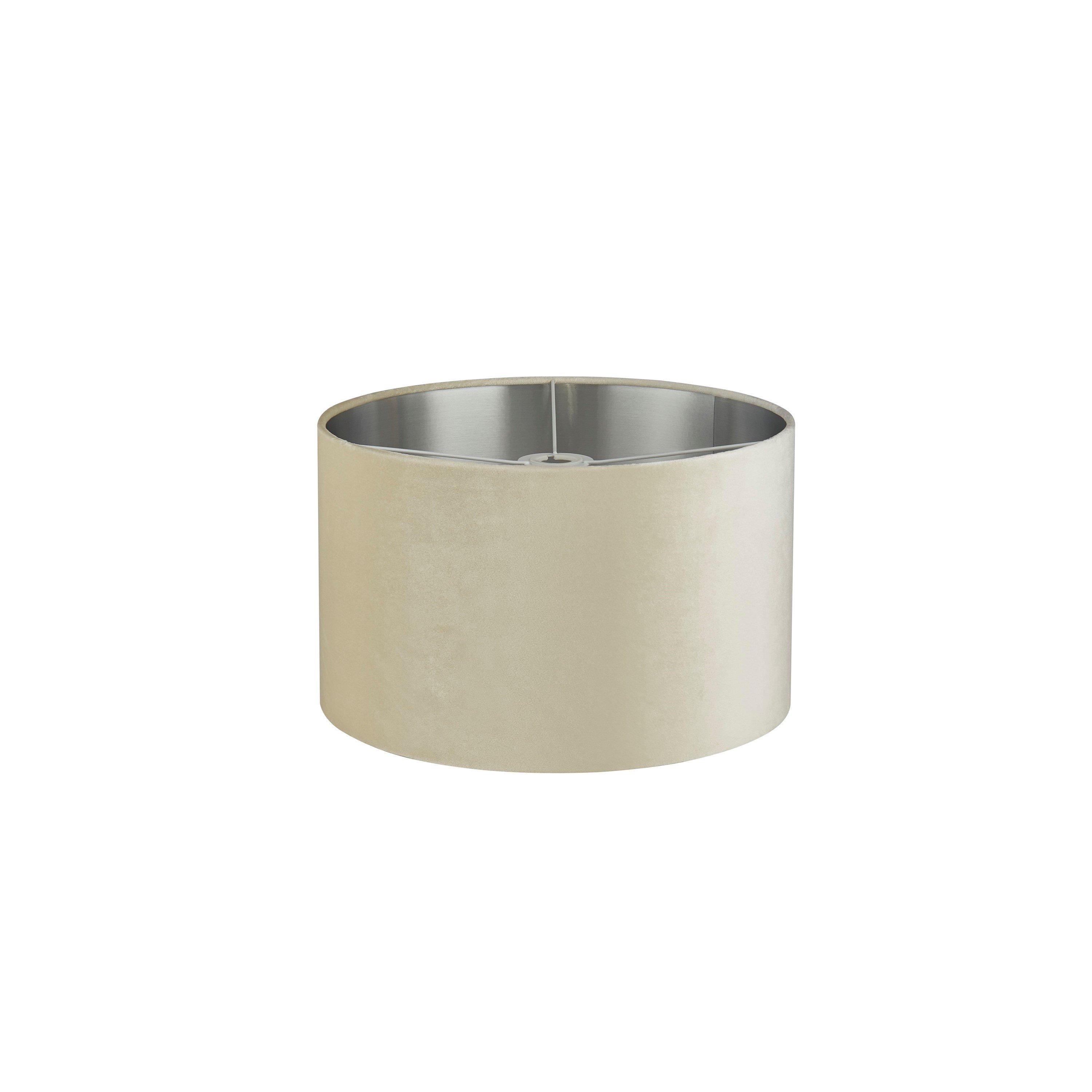 Cream - Lighting Collection - CREAM VELVET DRUM SHADE & SILVER INNER (D30cm) - 3