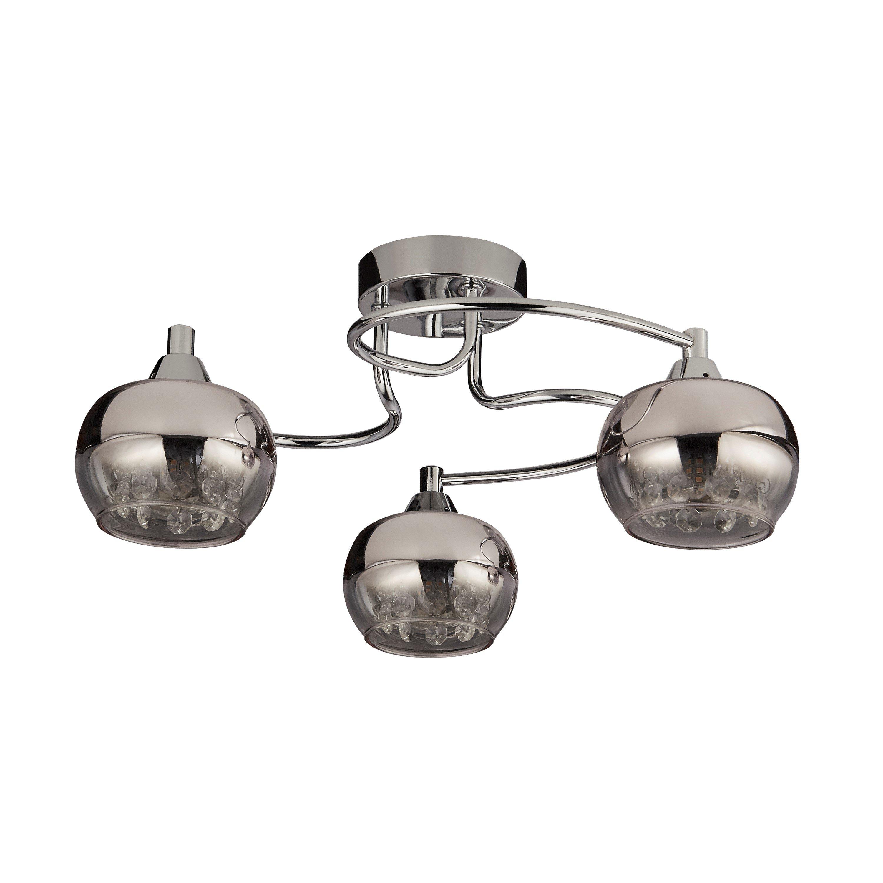 Rose - Lighting Collection - 3lt Rose Chrome Glass Ceiling Flush With Crystal D - 3