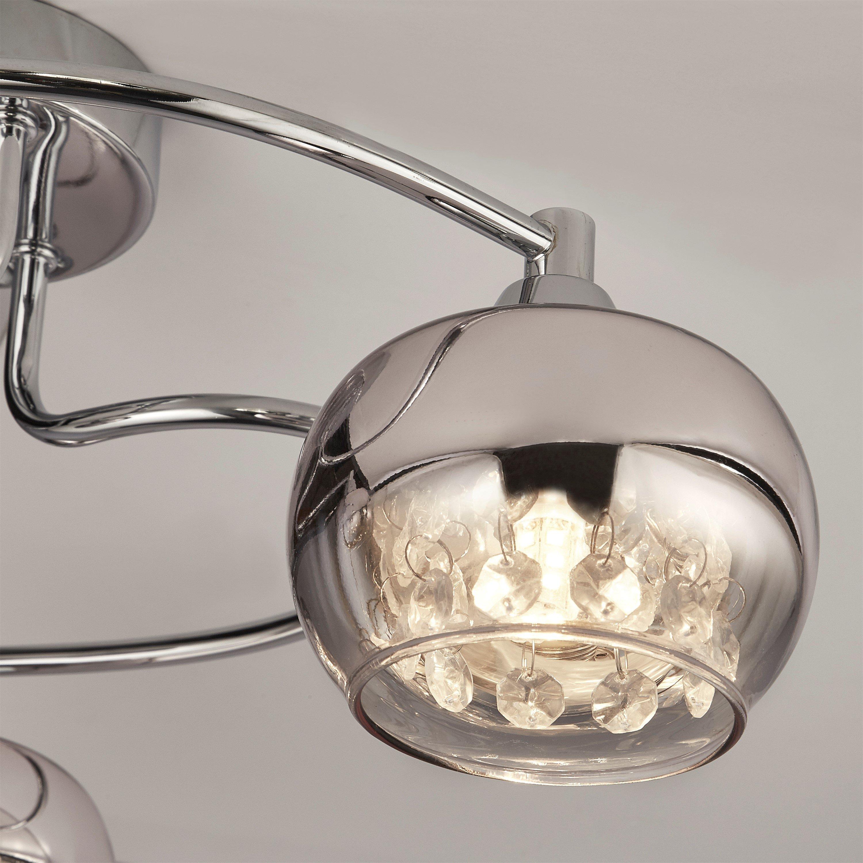 Rose - Lighting Collection - 3lt Rose Chrome Glass Ceiling Flush With Crystal D - 4