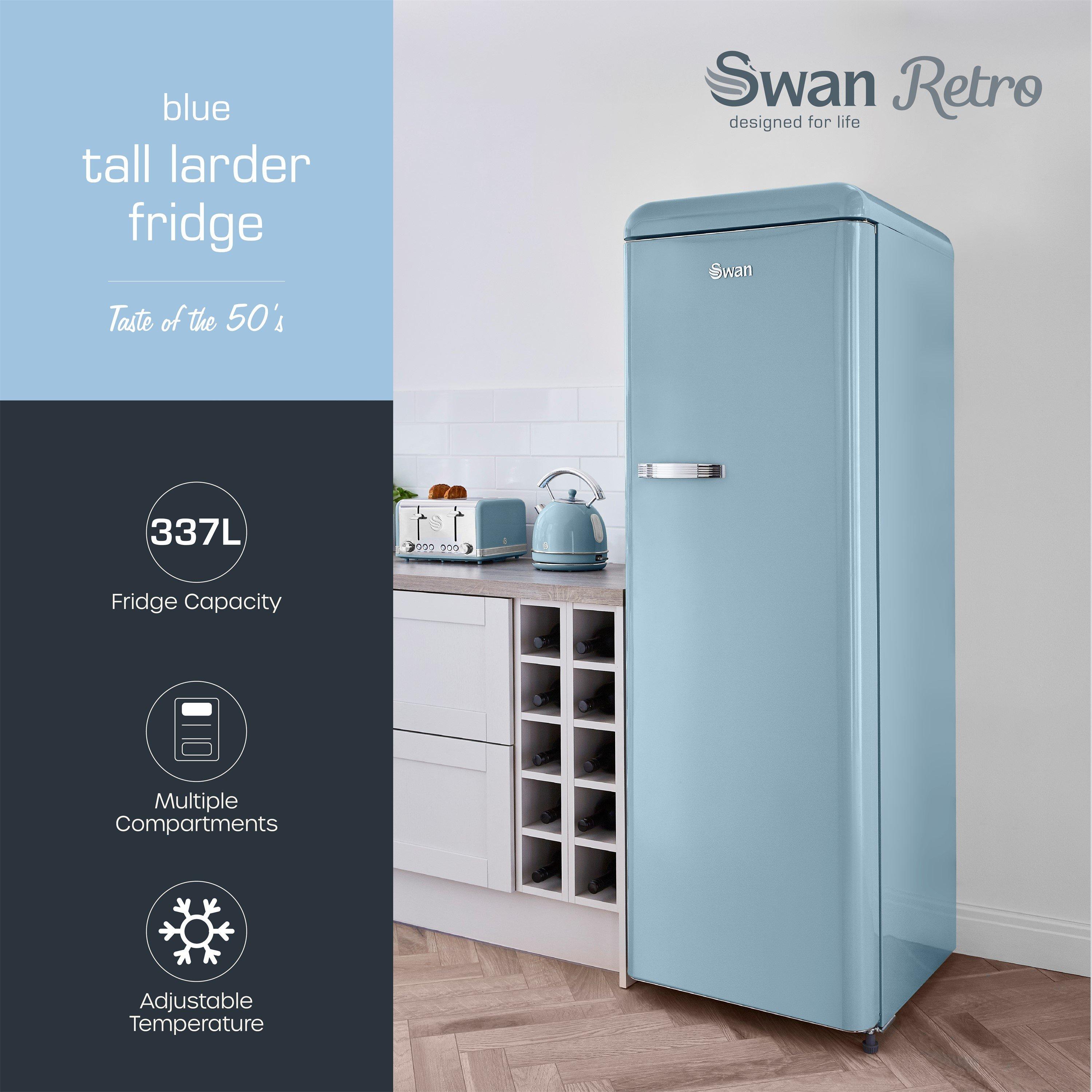Blue - Swan - Retro Tall Fridge Blue - 2