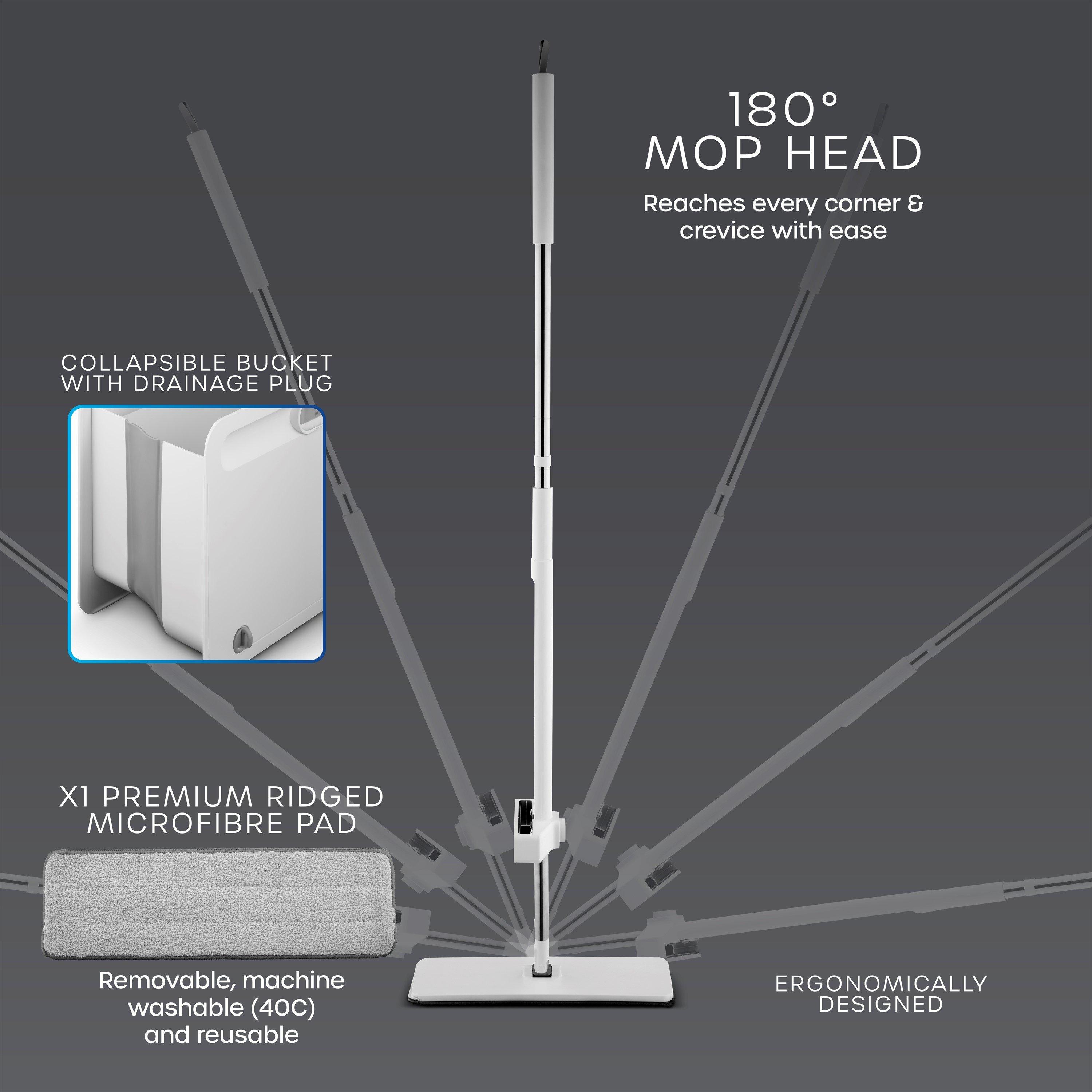 White - Swan - Swan Elevate Self-Wringing Flat Mop and Folding Bu - 5