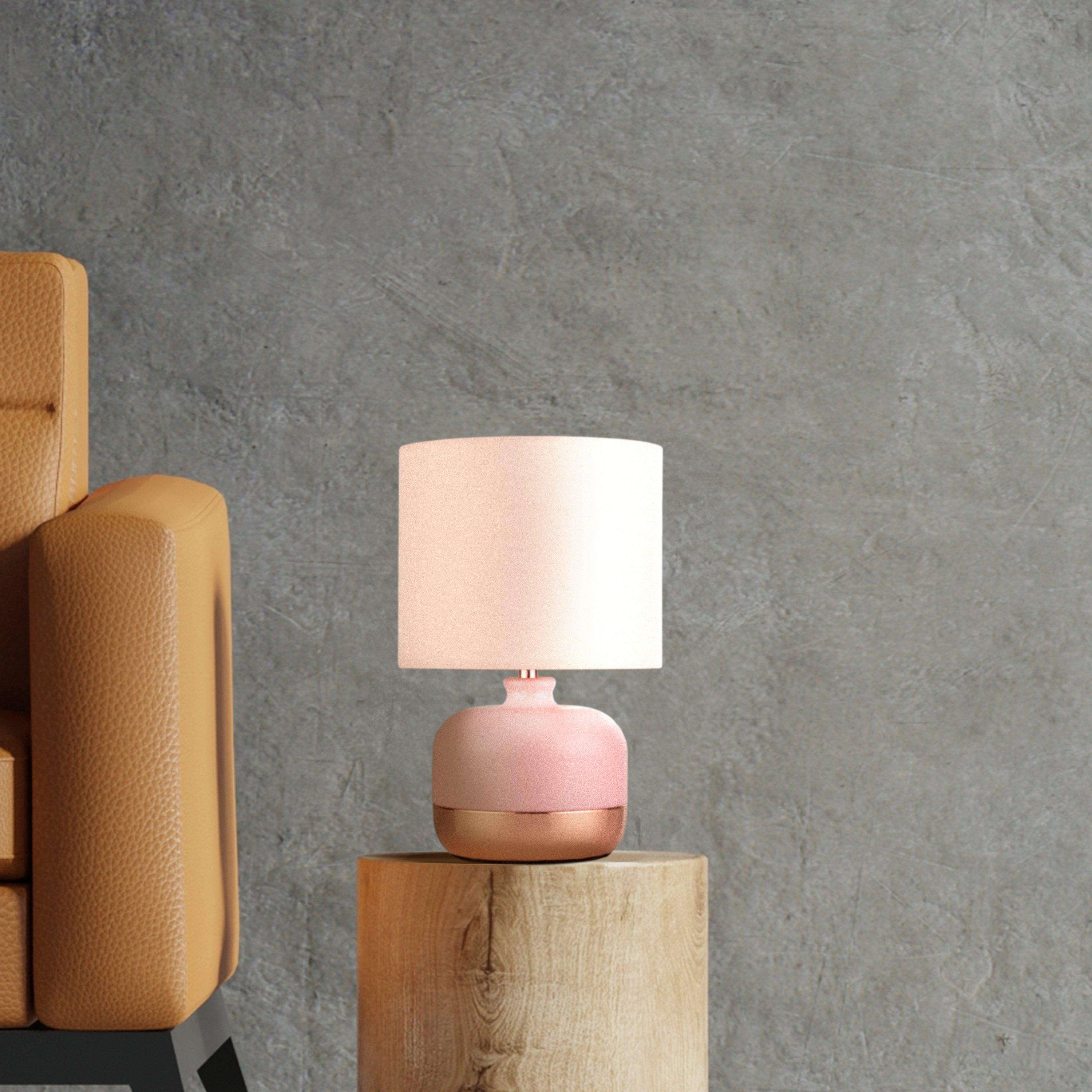 Pink - Lighting Collection - Pink & Copper Table Lamp - 1
