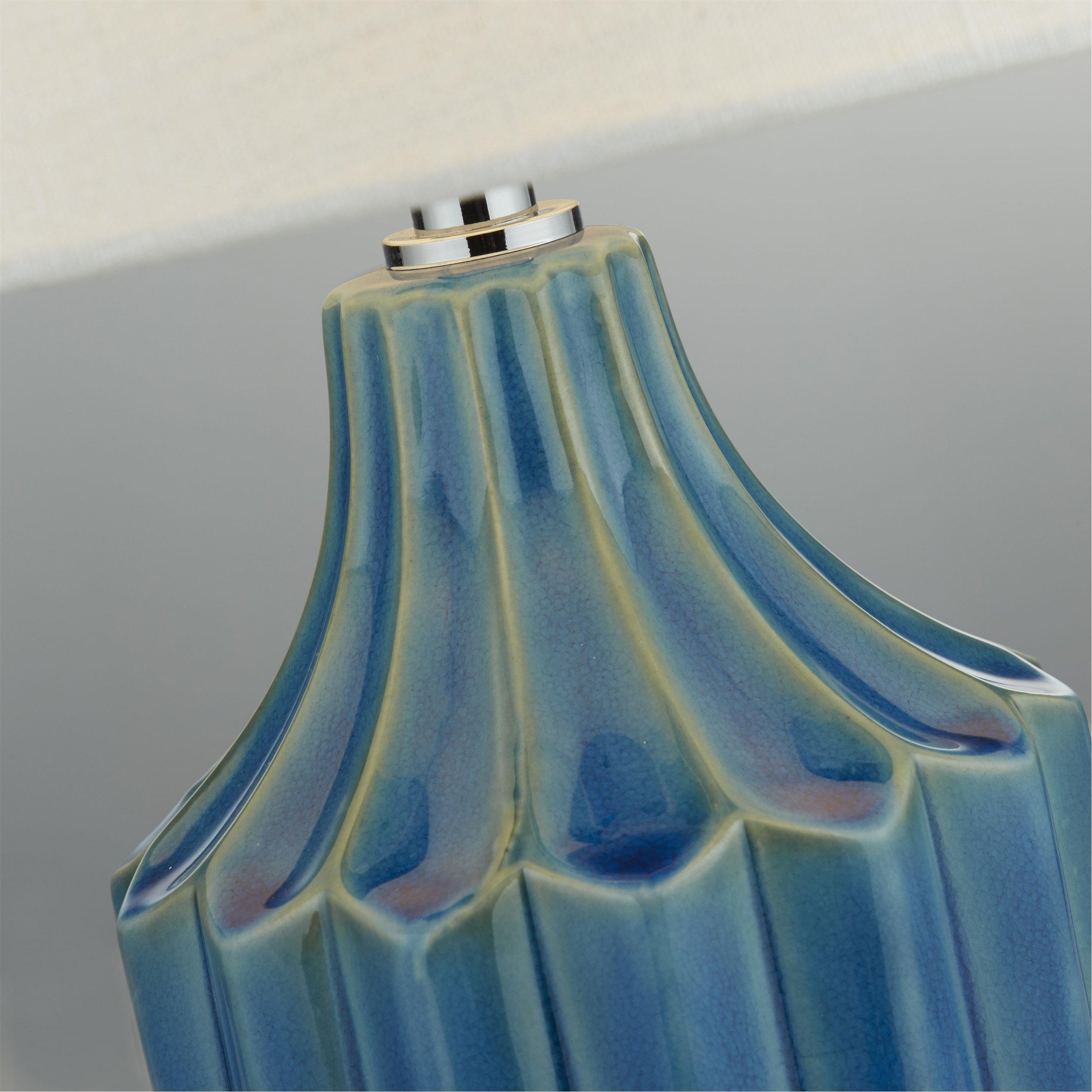 Blue - Lighting Collection - Blue Ceramic Table Lamp - 4