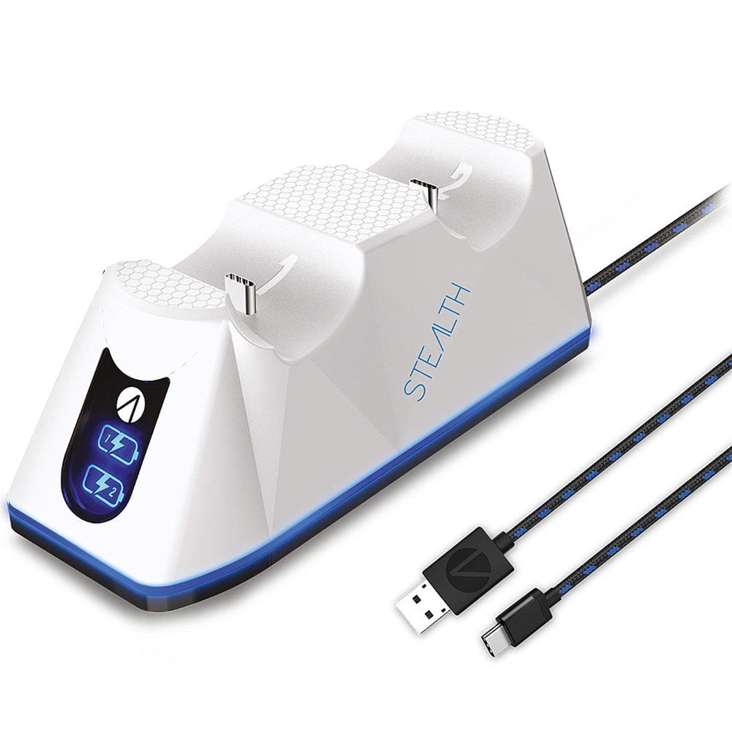 White - Stealth - SP-C100V PS5 Powerful Twin Charging Dock with Plug & Play - White - 1