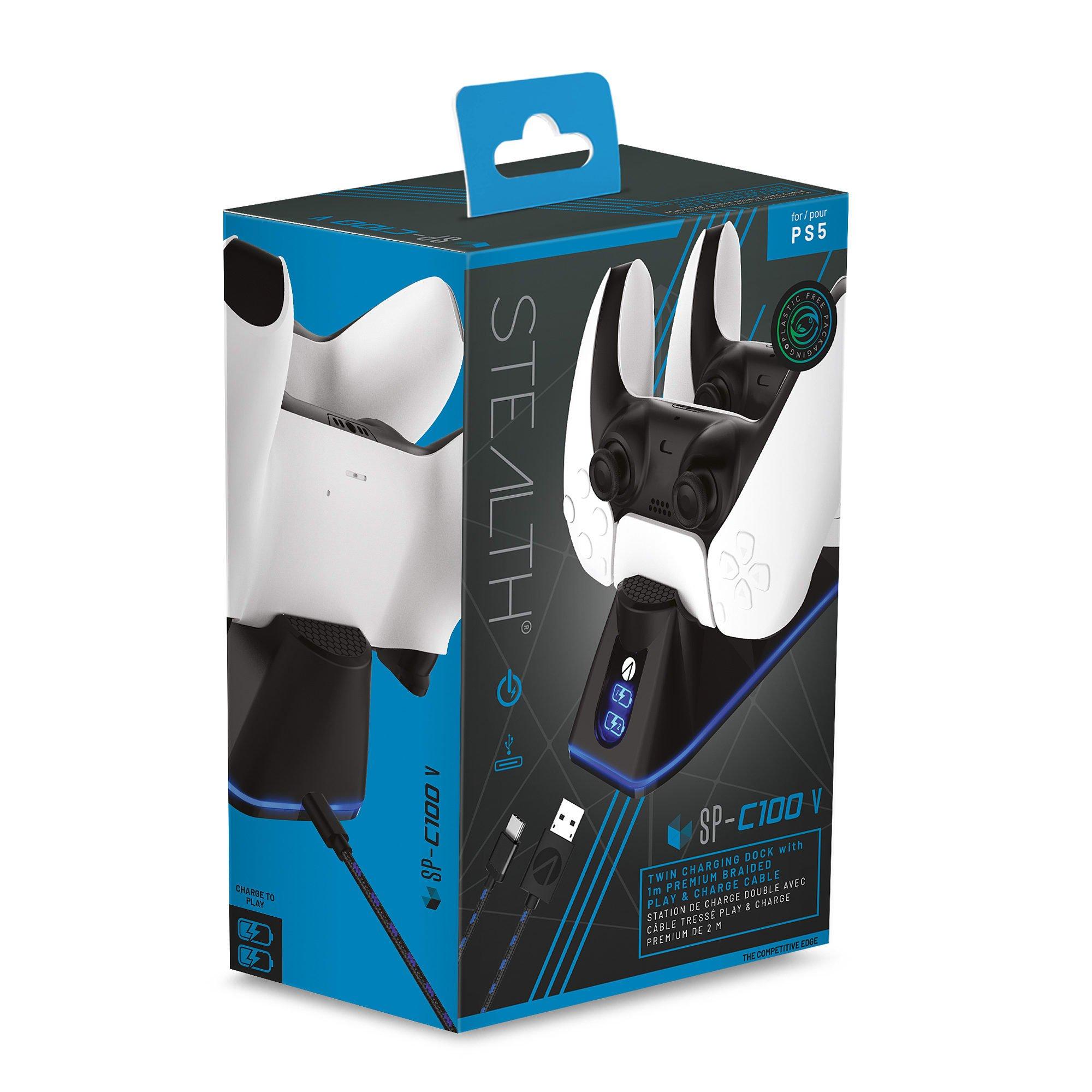 Black - Stealth - SP-C100 V PS5 Twin Charging Dock - Black - 4