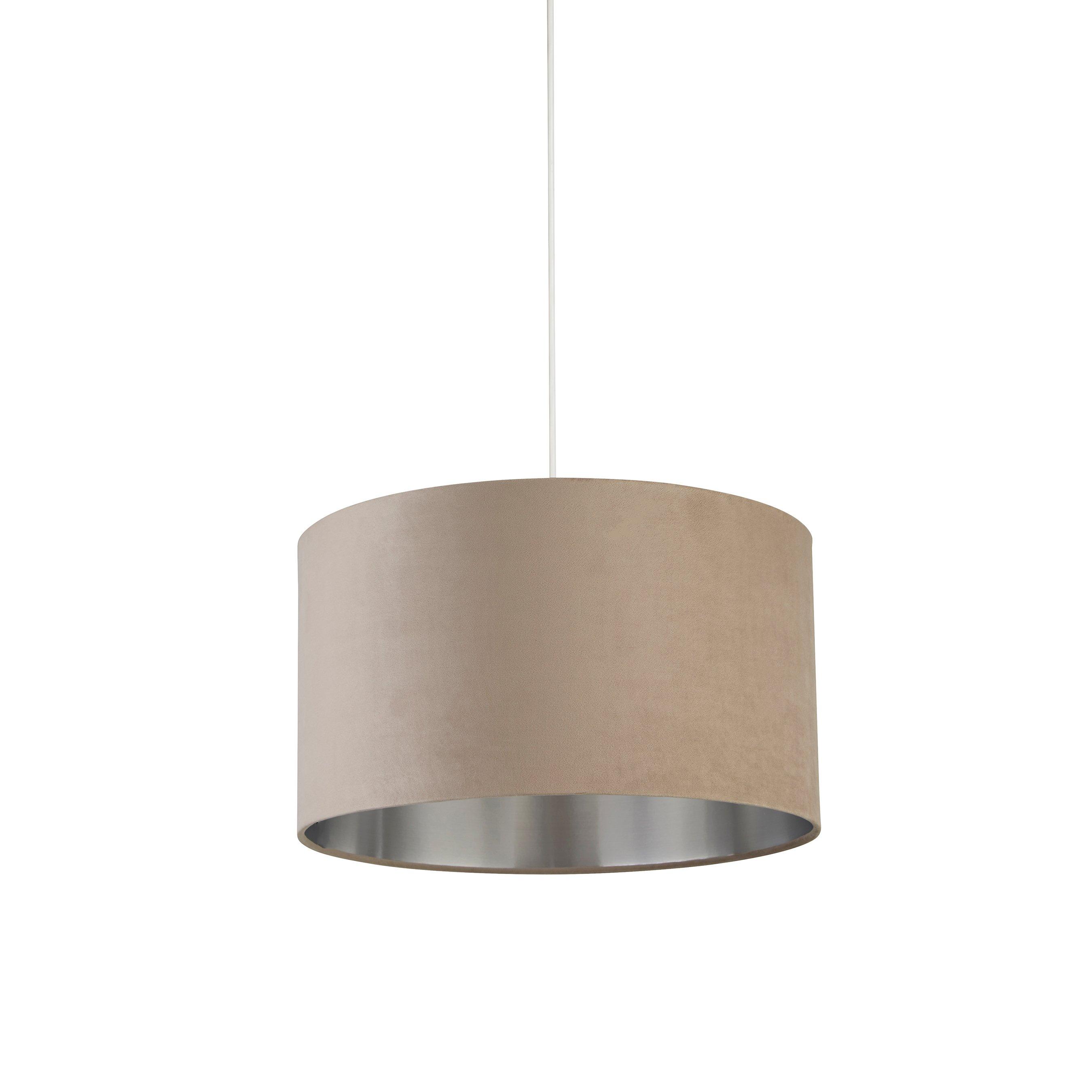 Taupe - Lighting Collection - TAUPE VELVET DRUM SHADE & SILVER INNER (D45CM) - 3