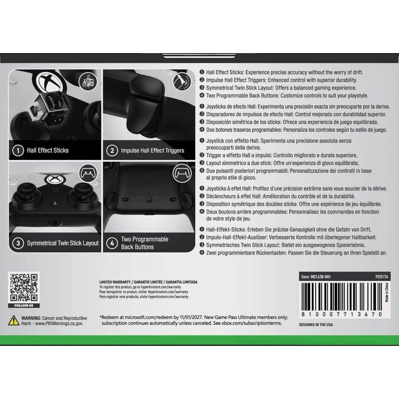 XBS - Hyperkin - The Competitor Controller for Xbox Series X White - 2