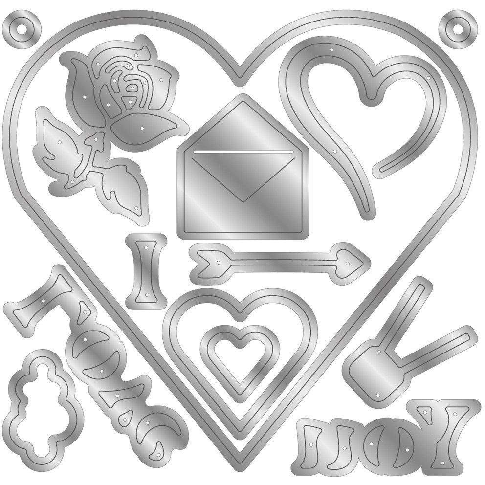 Multi - Crafters Companion - Metal Die & Stencil - Love Heart Candy Box - 2