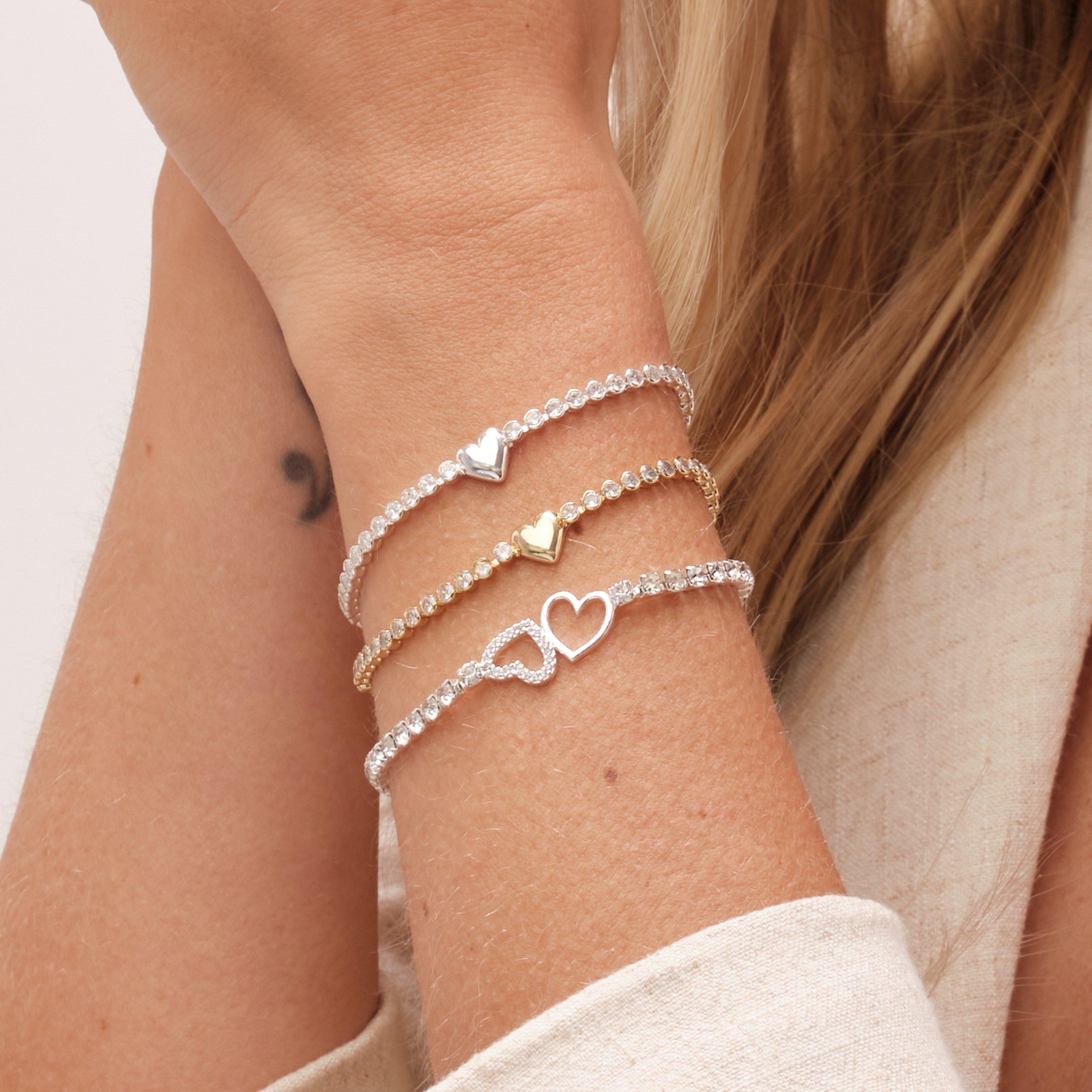 Silver - Jon Richard - Silver Plated Crystal Linked Heart Toggle Bracelet - 3