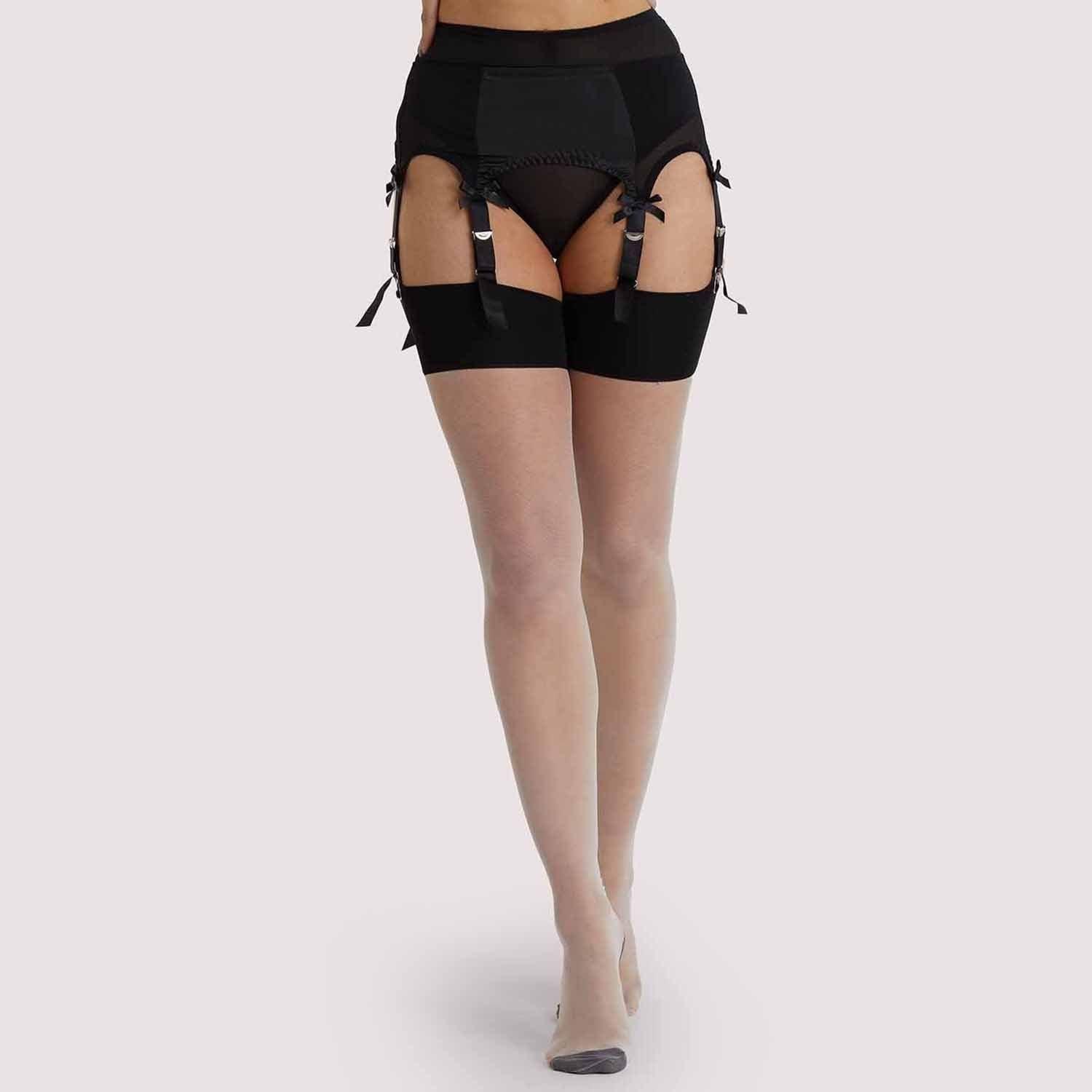 Black - Playful Promises - Bow Back Seam Stockings Creme De Peche - 1