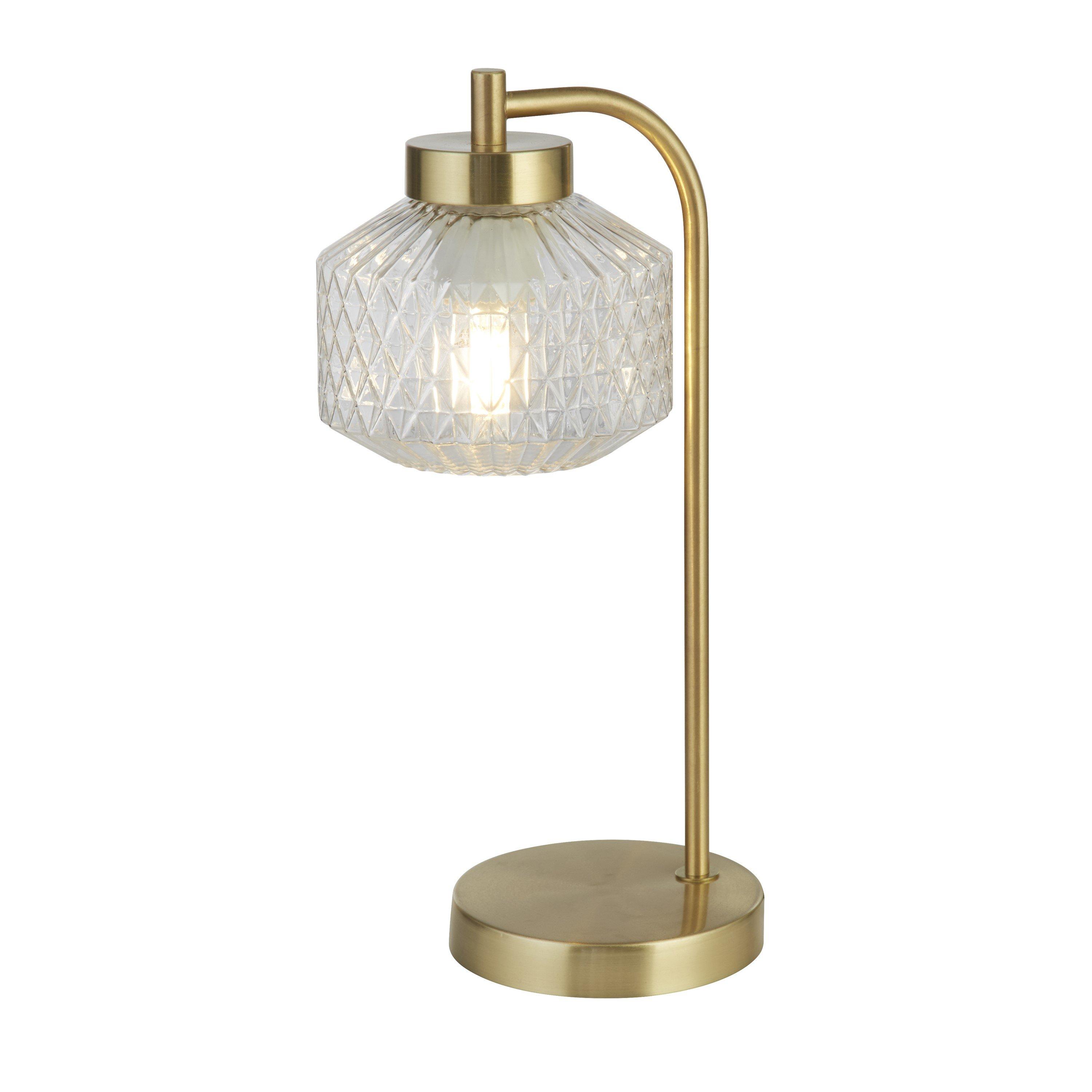 Satin Brass - Lighting Collection - Satin Brass And Clear Glass Table Lamp - 2