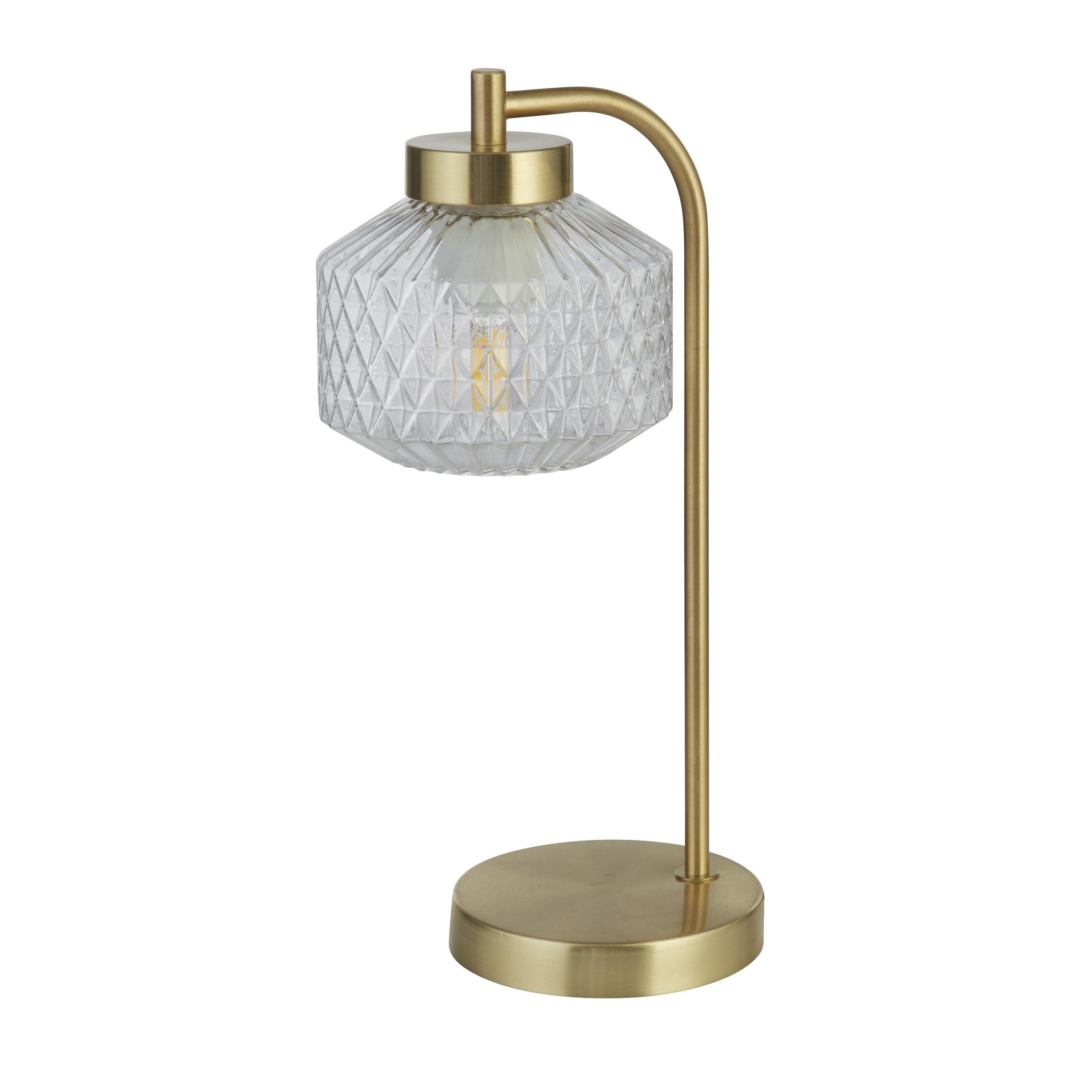 Satin Brass - Lighting Collection - Satin Brass And Clear Glass Table Lamp - 3