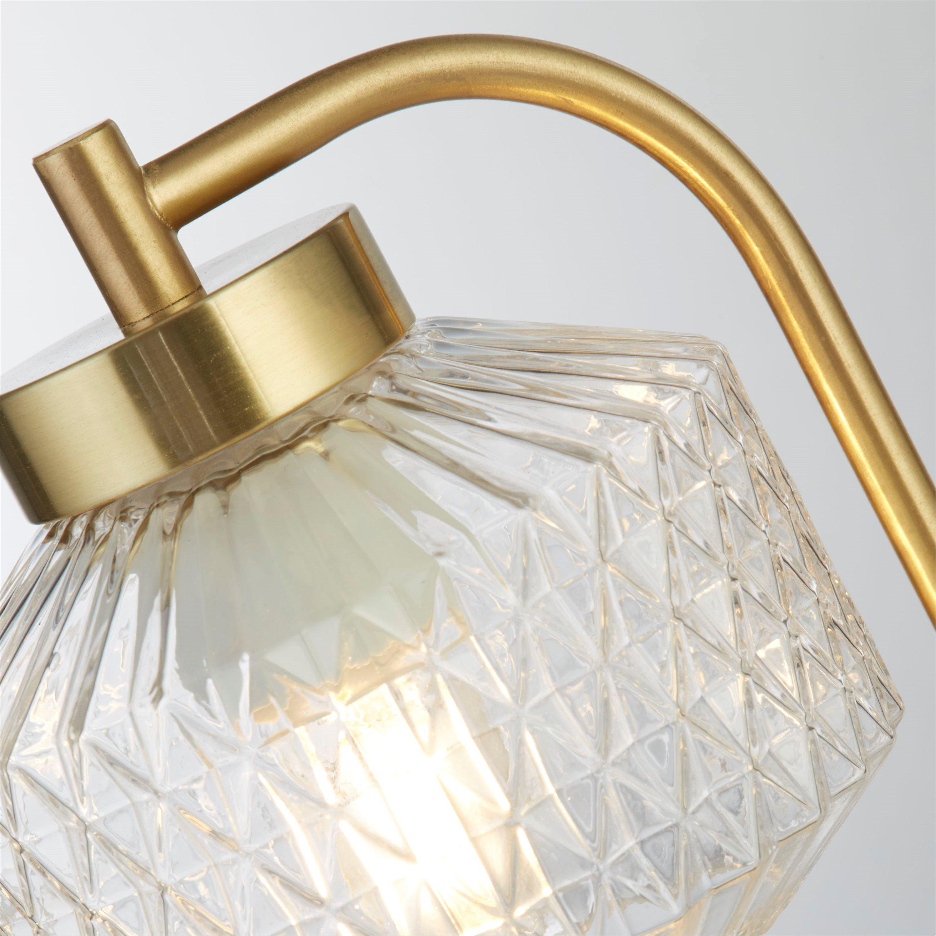 Satin Brass - Lighting Collection - Satin Brass And Clear Glass Table Lamp - 4
