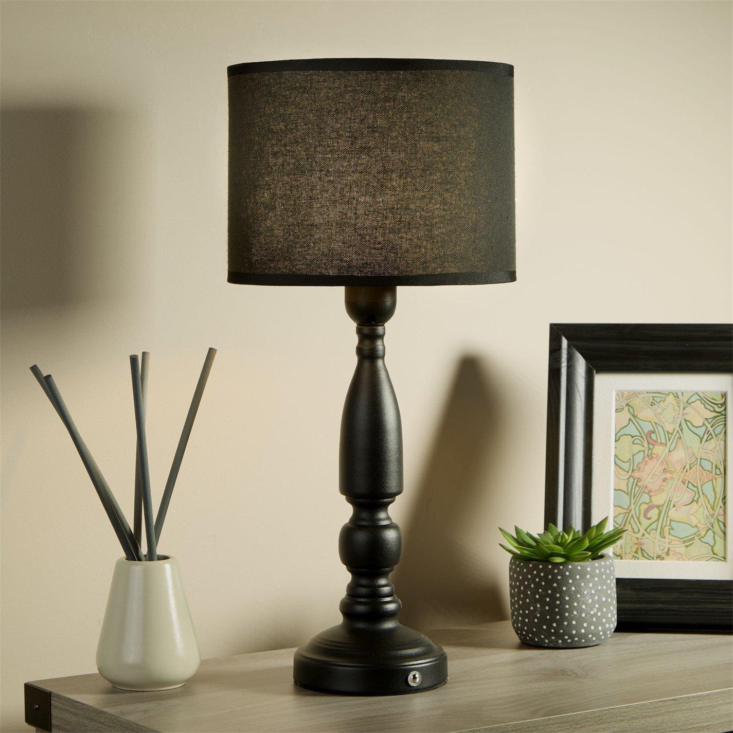 Black - Lighting Collection - Rechargable Black Candle Table Lamp - 1