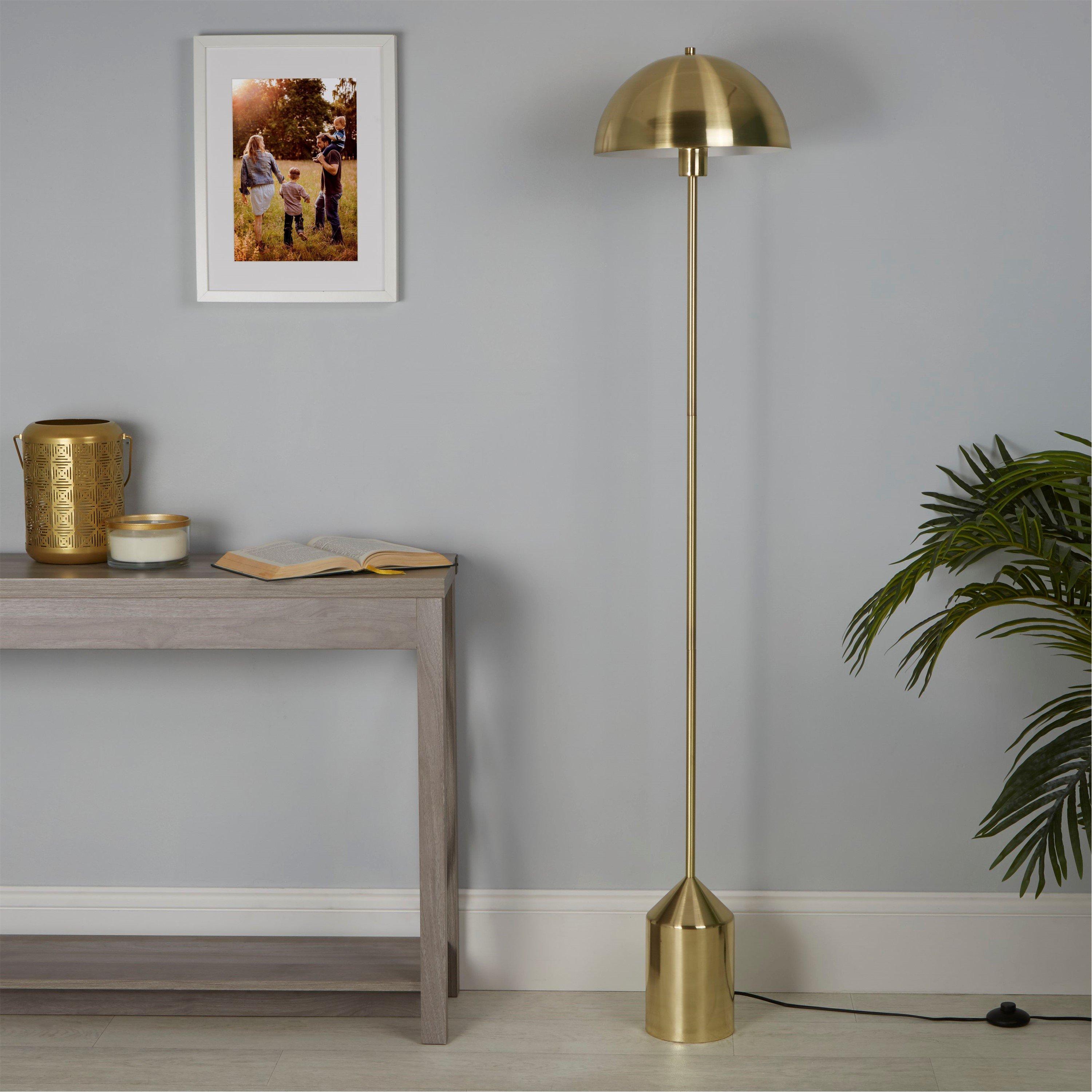 Brass - Lighting Collection - Satin Brass Dome Floor Lamp - 1