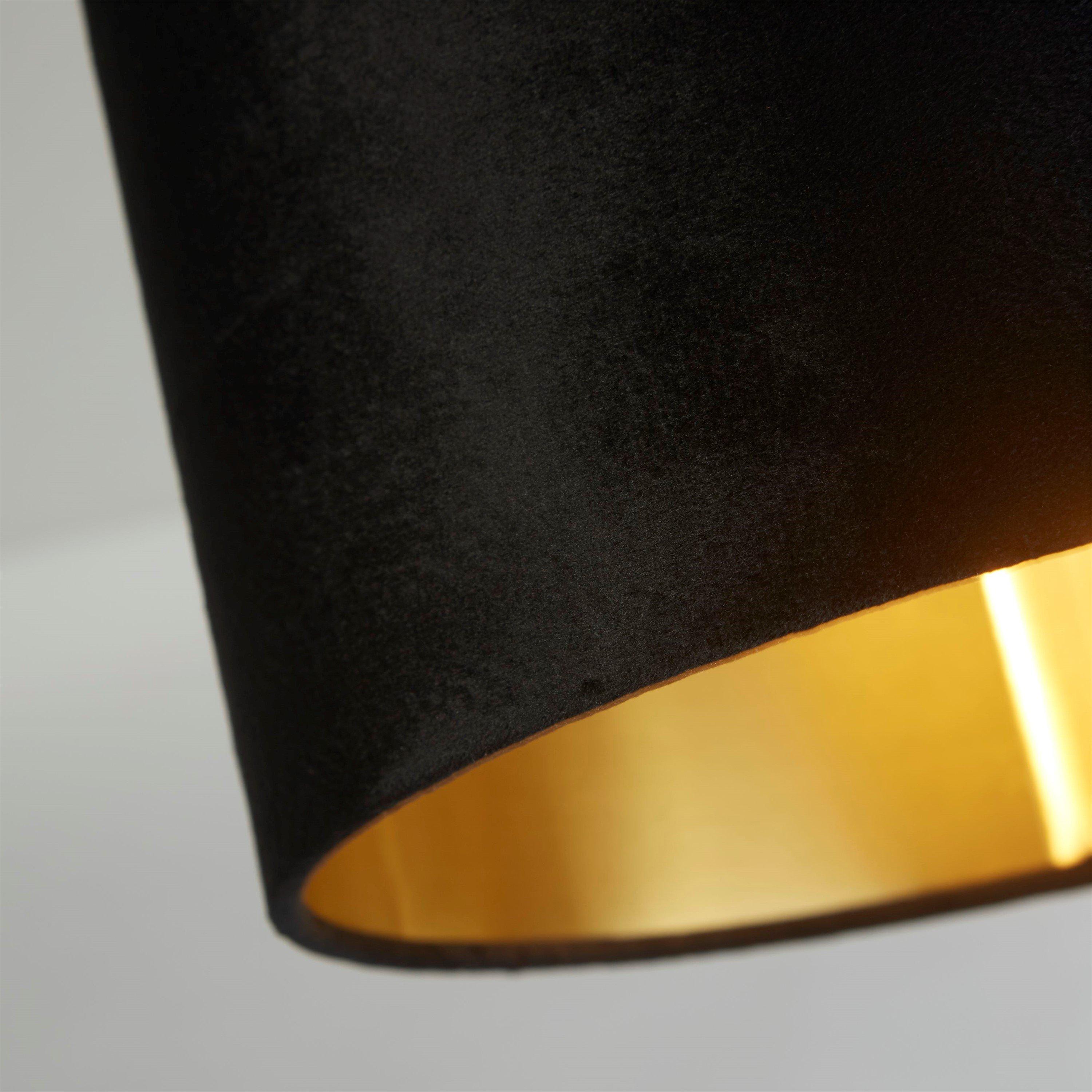Black - Lighting Collection - BLACK VELVET & BRUSHED GOLD INNER SHADE (D27cm) - 2