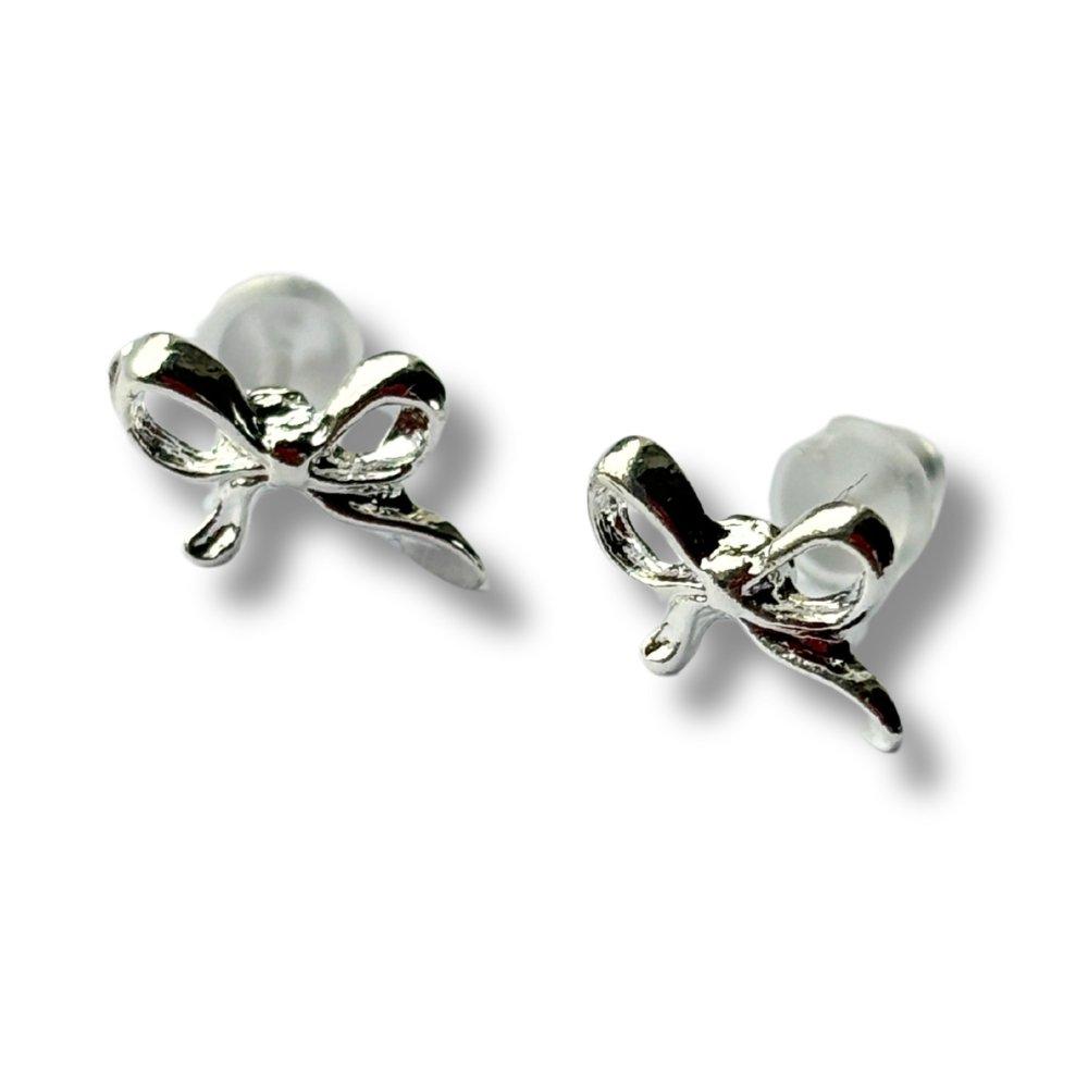 Silver - Aye Do Gifts - Bow Silver Stud Earrings - NP-STDSBow - 1